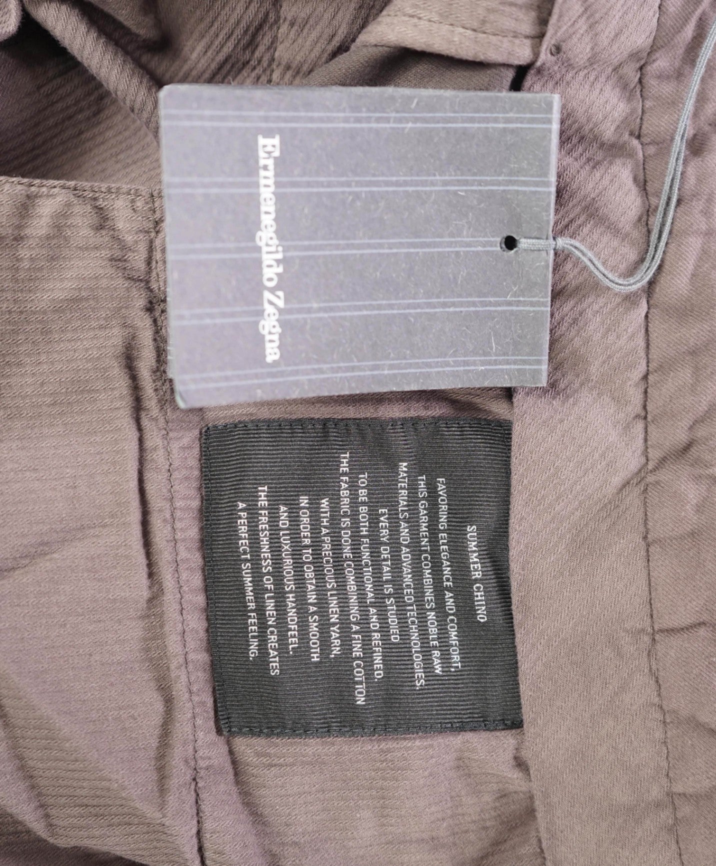 $415 ZEGNA - Dark Brown Cotton Summer Chino - 40W