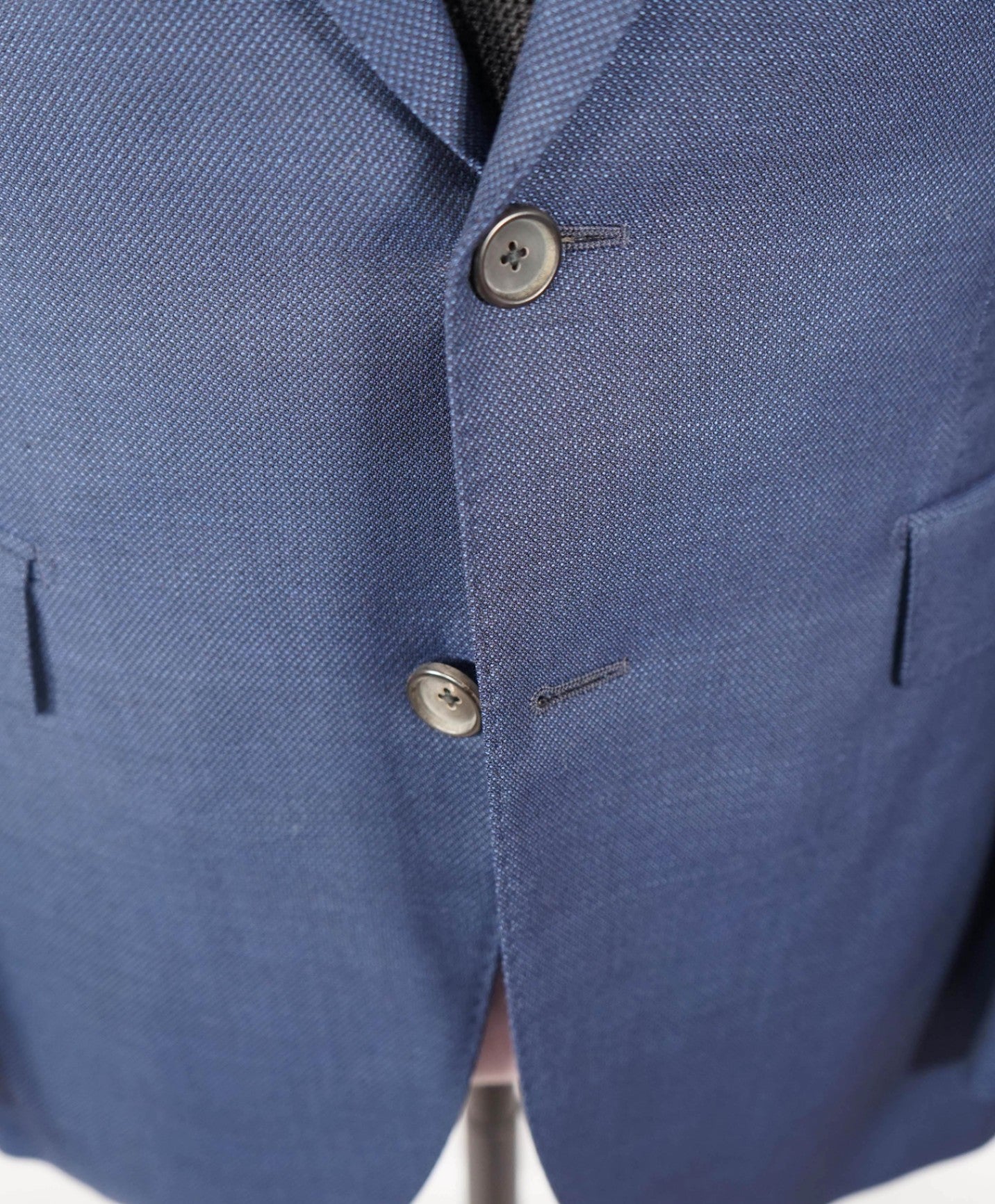 $1,295 BOSS - Navy Blue Birdseye FULL CANVAS Suit - 36