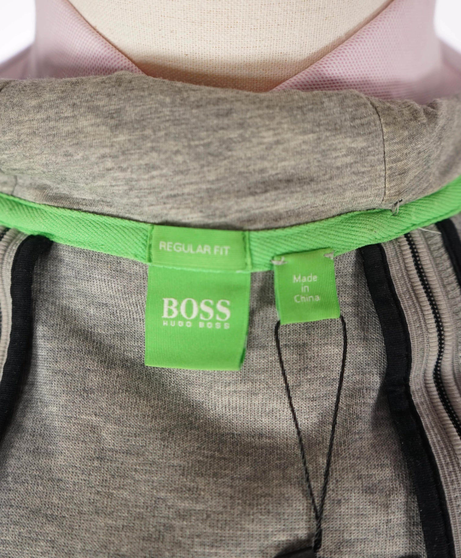 $215 Hugo BOSS - Light Gray Zip-up Hoodie - M