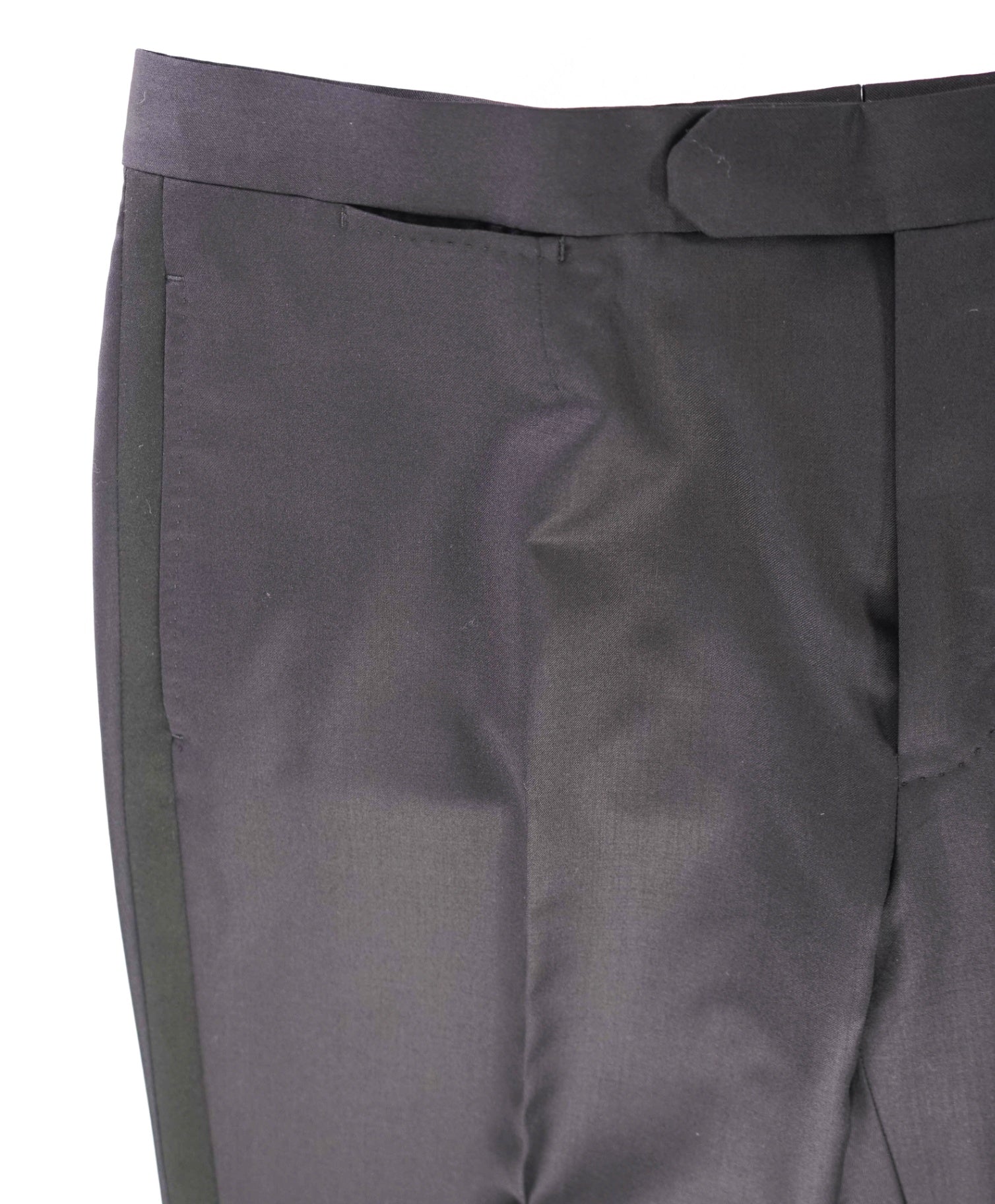$870 ZEGNA - Black Wool Tuxedo Pants - 36W