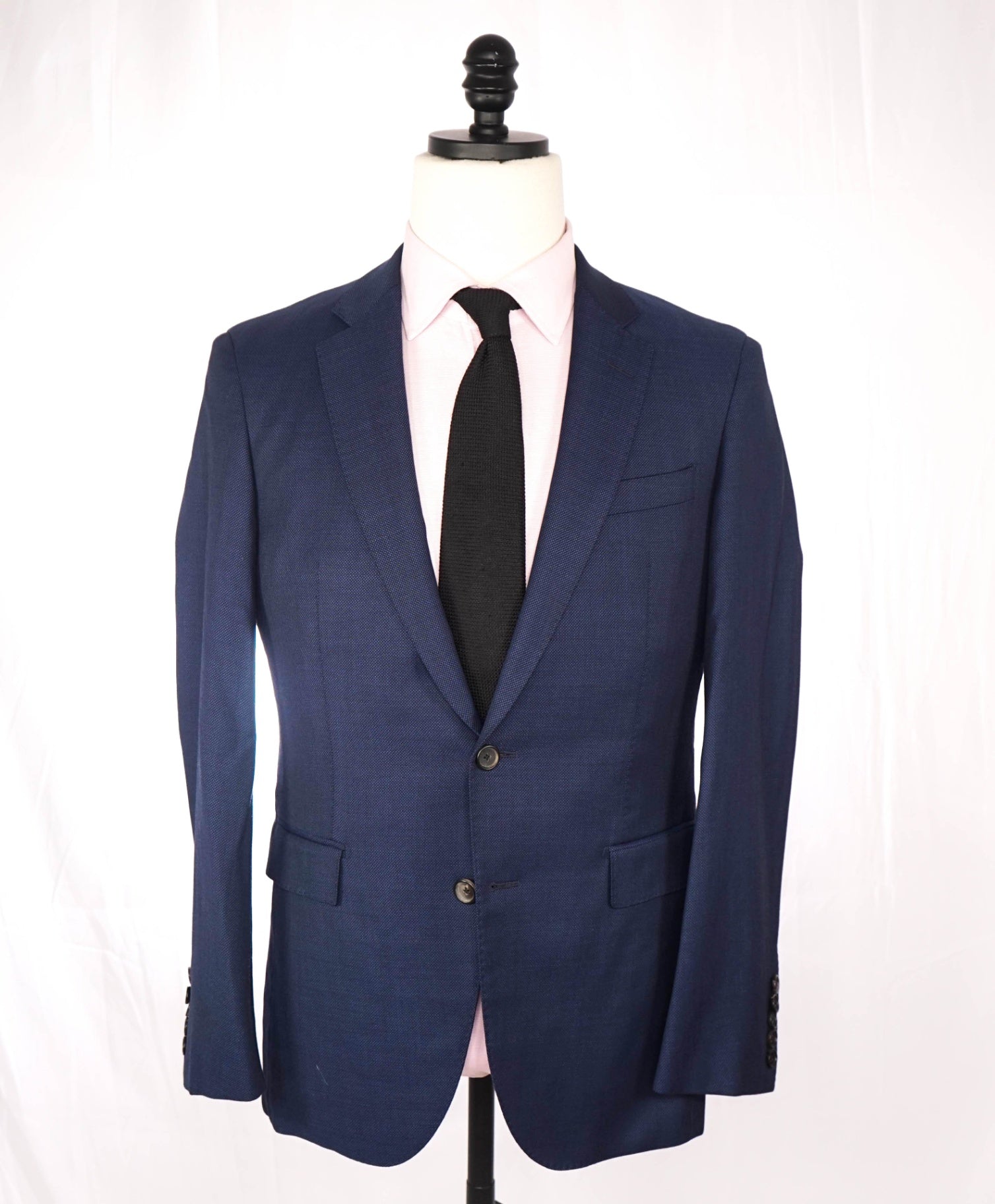 $1,295 BOSS - Navy Blue Birdseye FULL CANVAS Suit - 36
