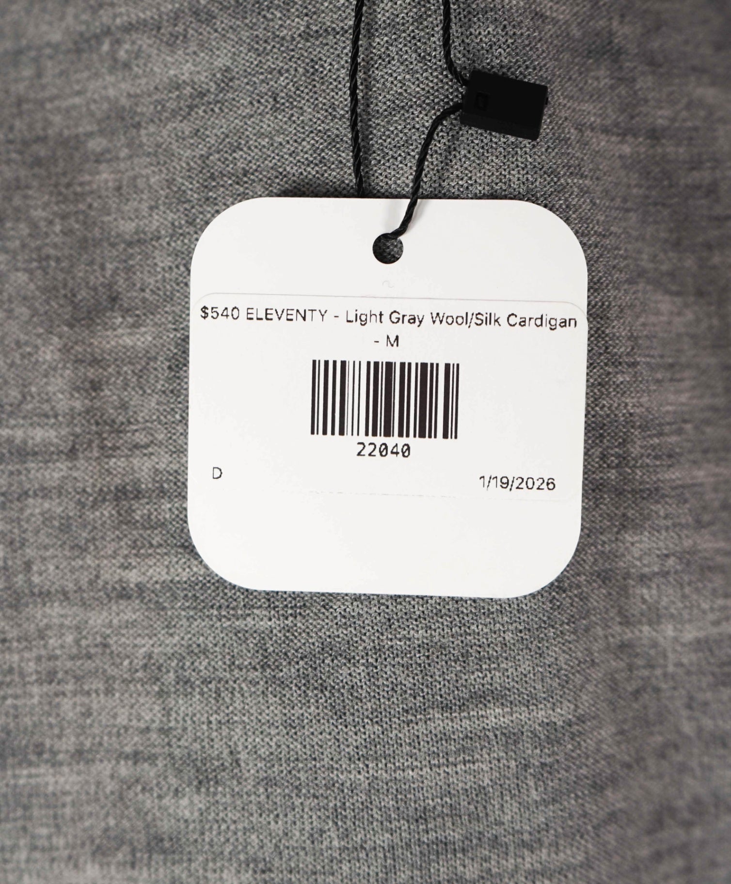 $540 ELEVENTY - Light Gray Wool/Silk Cardigan - M