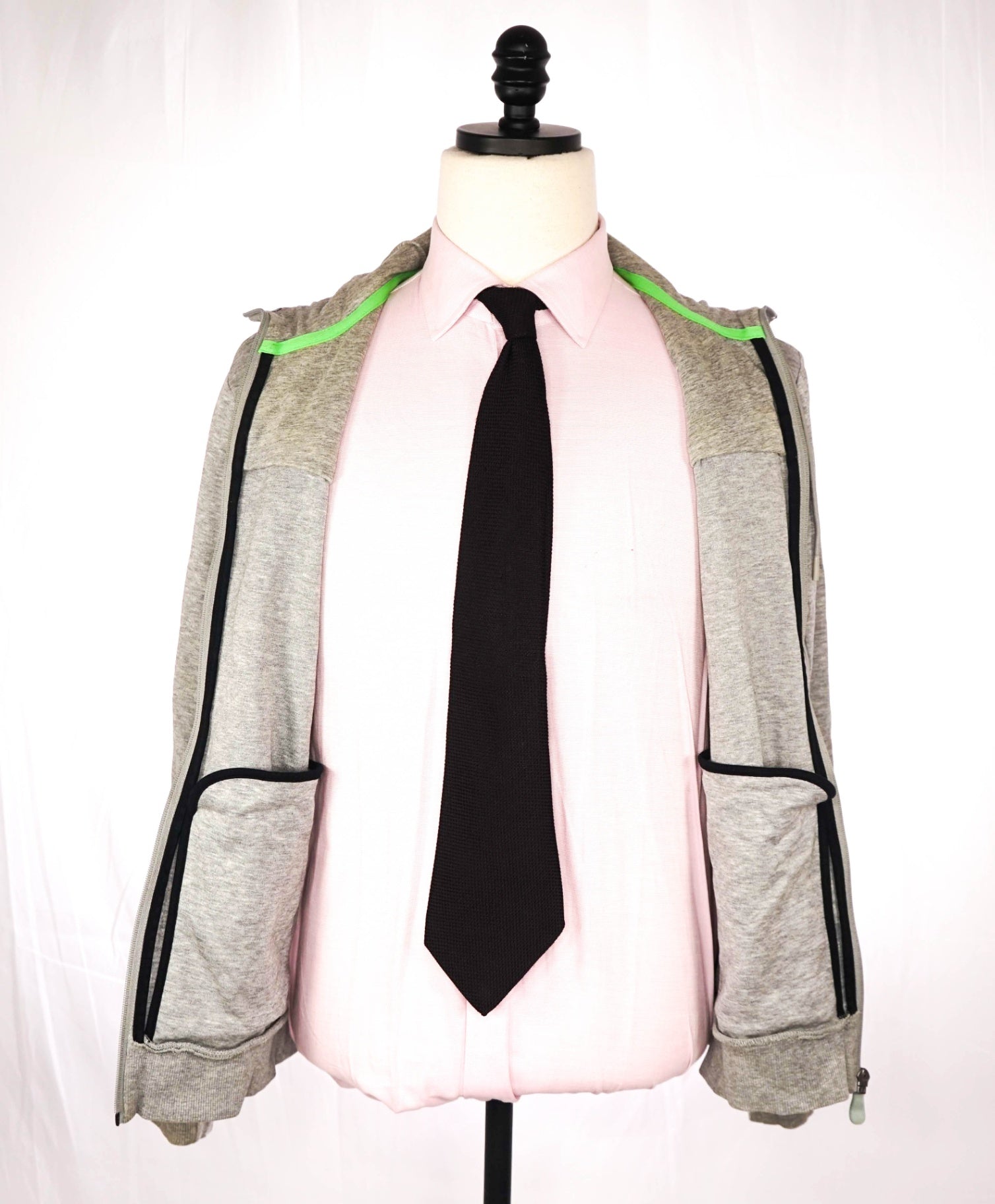 $215 Hugo BOSS - Light Gray Zip-up Hoodie - M