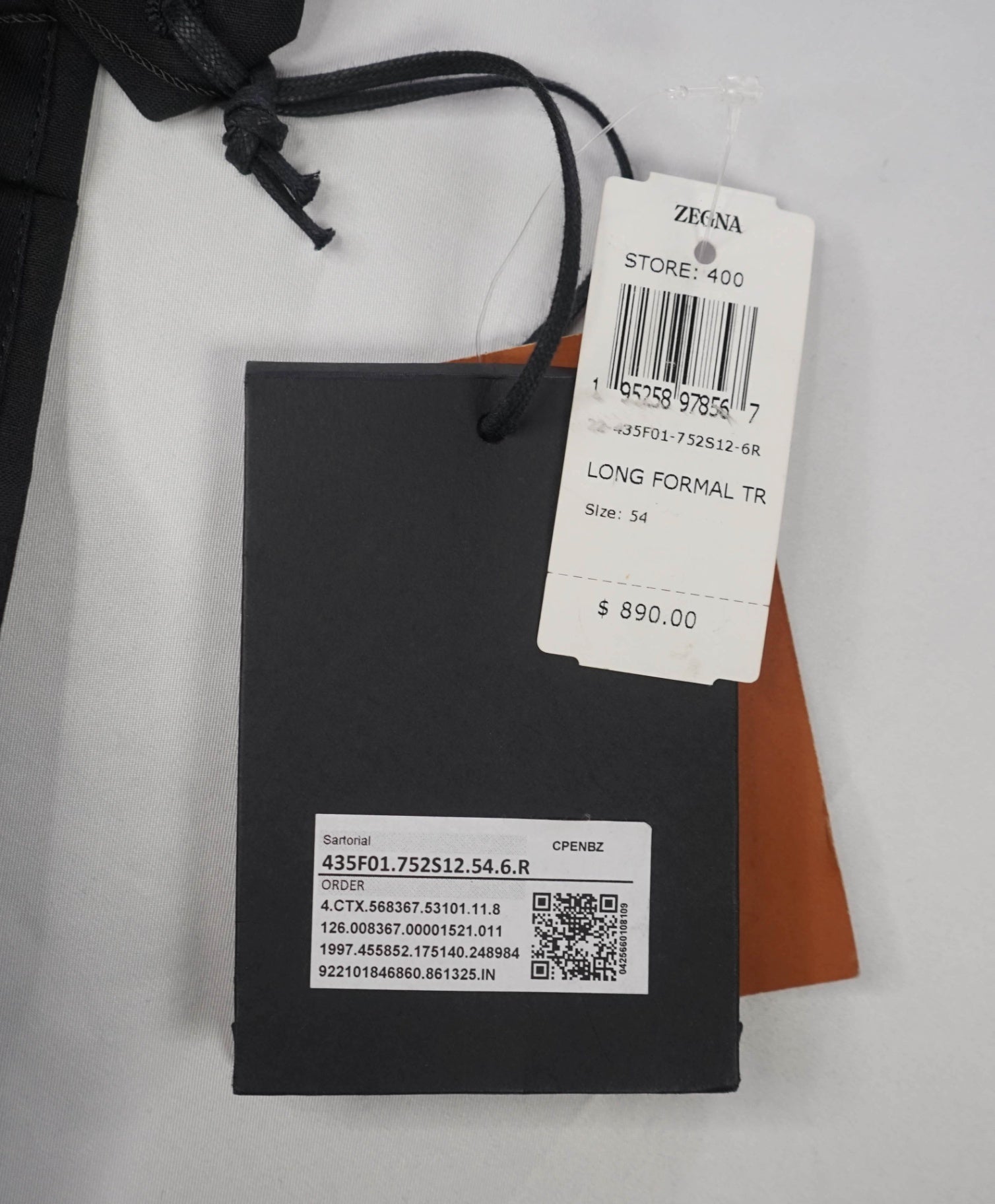$890 ZEGNA - Black Wool/Mohair Tuxedo Pants - 36W