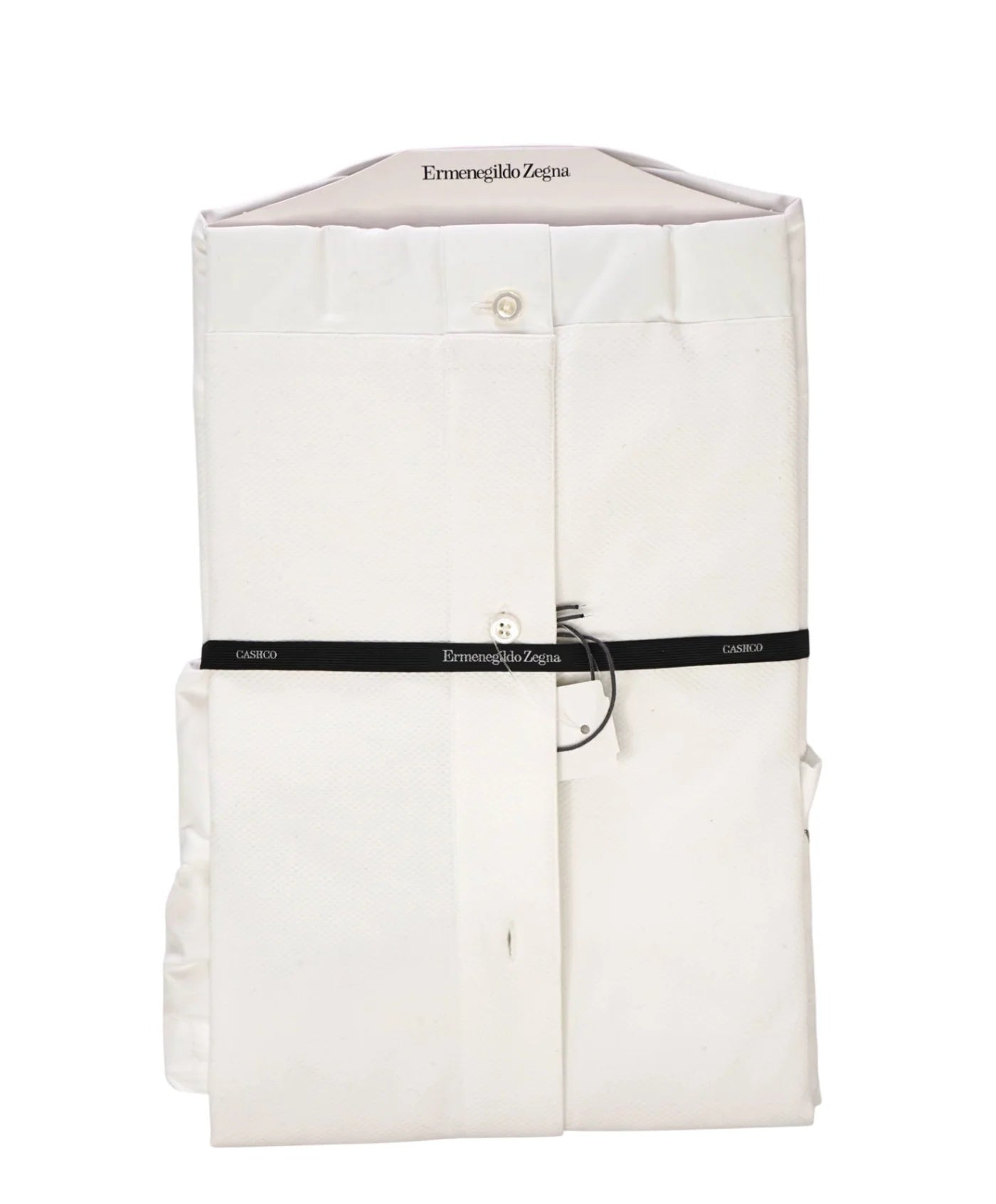 $945 ZEGNA - White Cotton Tuxedo Shirt - 18.5 / 47