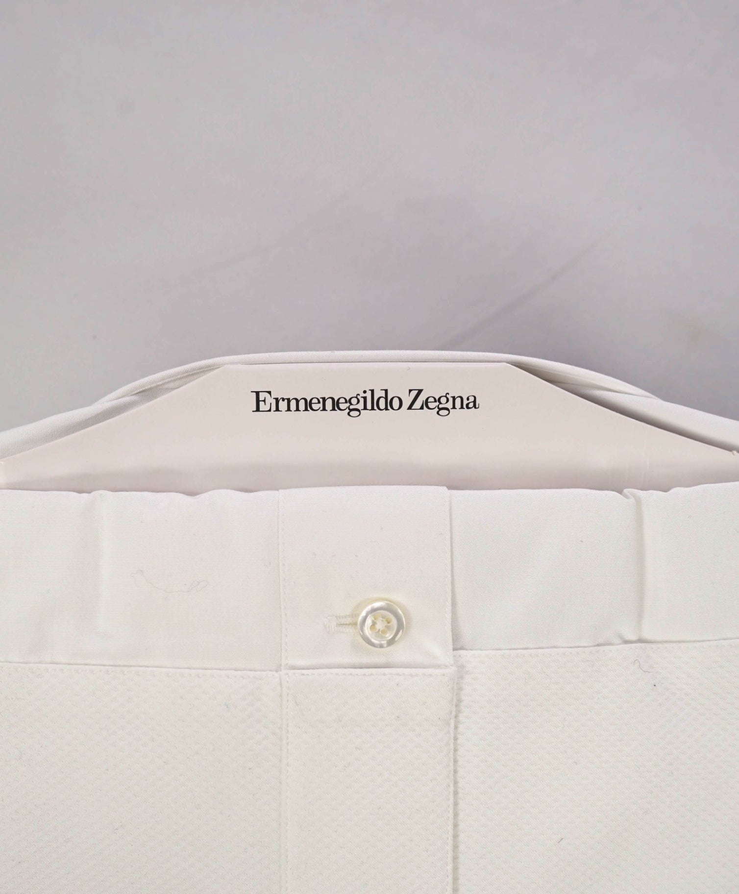 $945 ZEGNA - White Cotton Tuxedo Shirt - 18.5 / 47