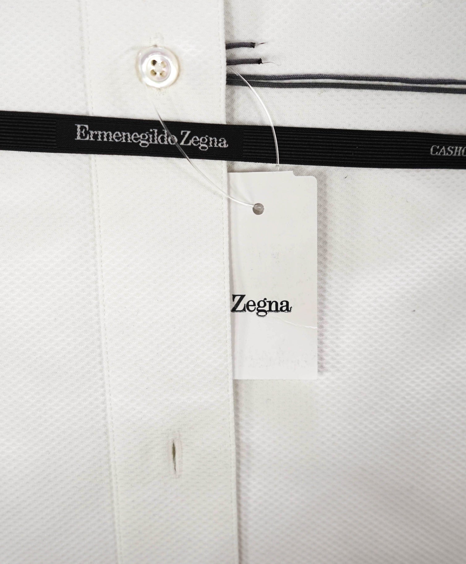 $945 ZEGNA - White Cotton Tuxedo Shirt - 18.5 / 47