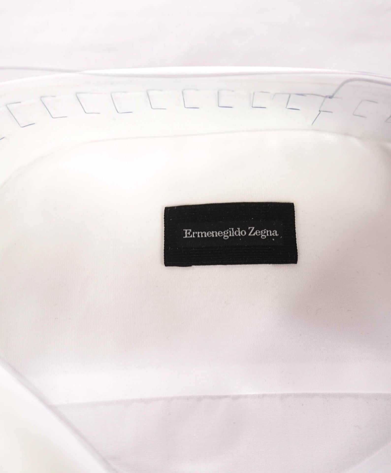 $945 ZEGNA - White Cotton Tuxedo Shirt - 18.5 / 47