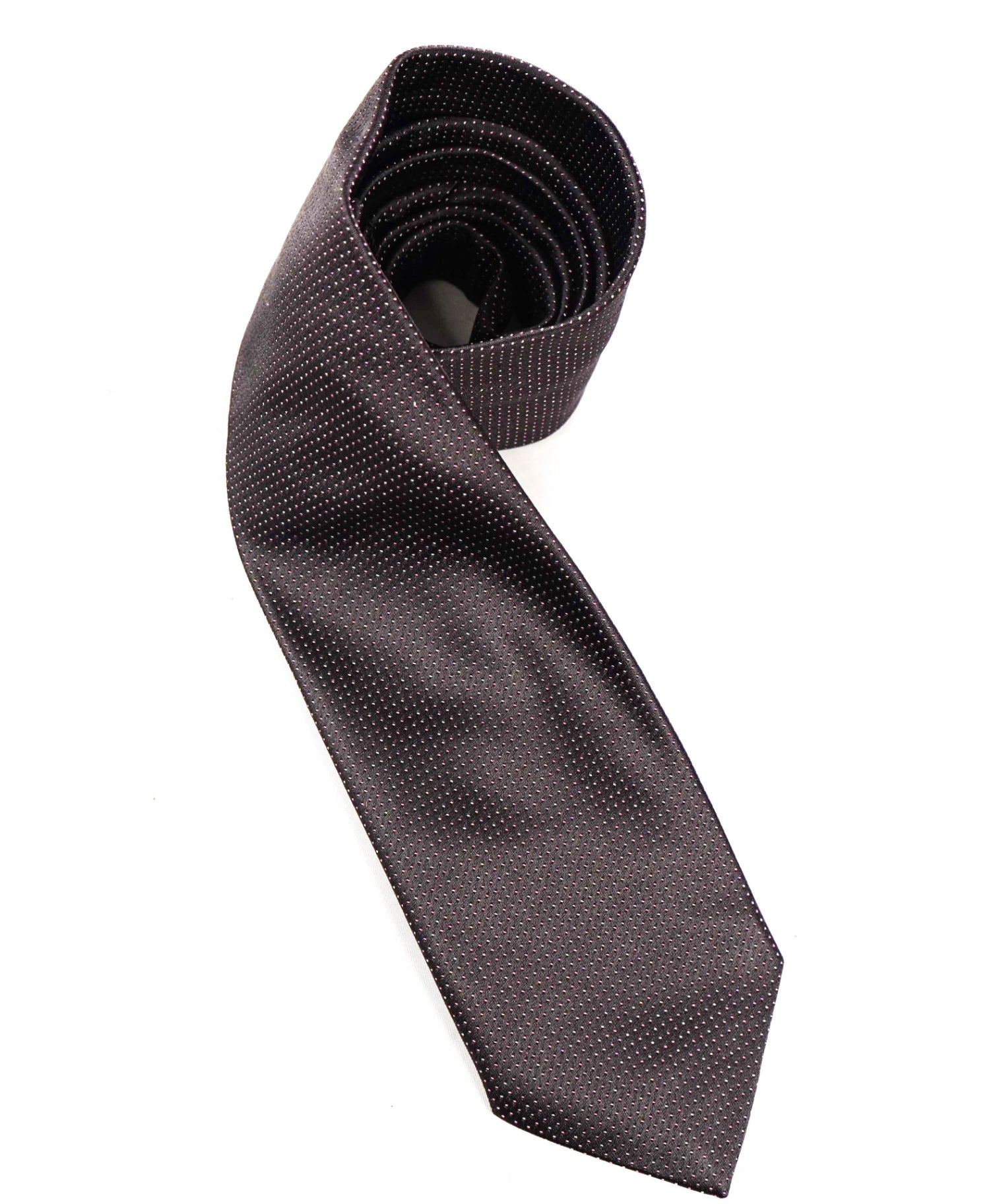 $150 PAVONE - Gray/Purple Polka-Dot Silk 3.25" Tie