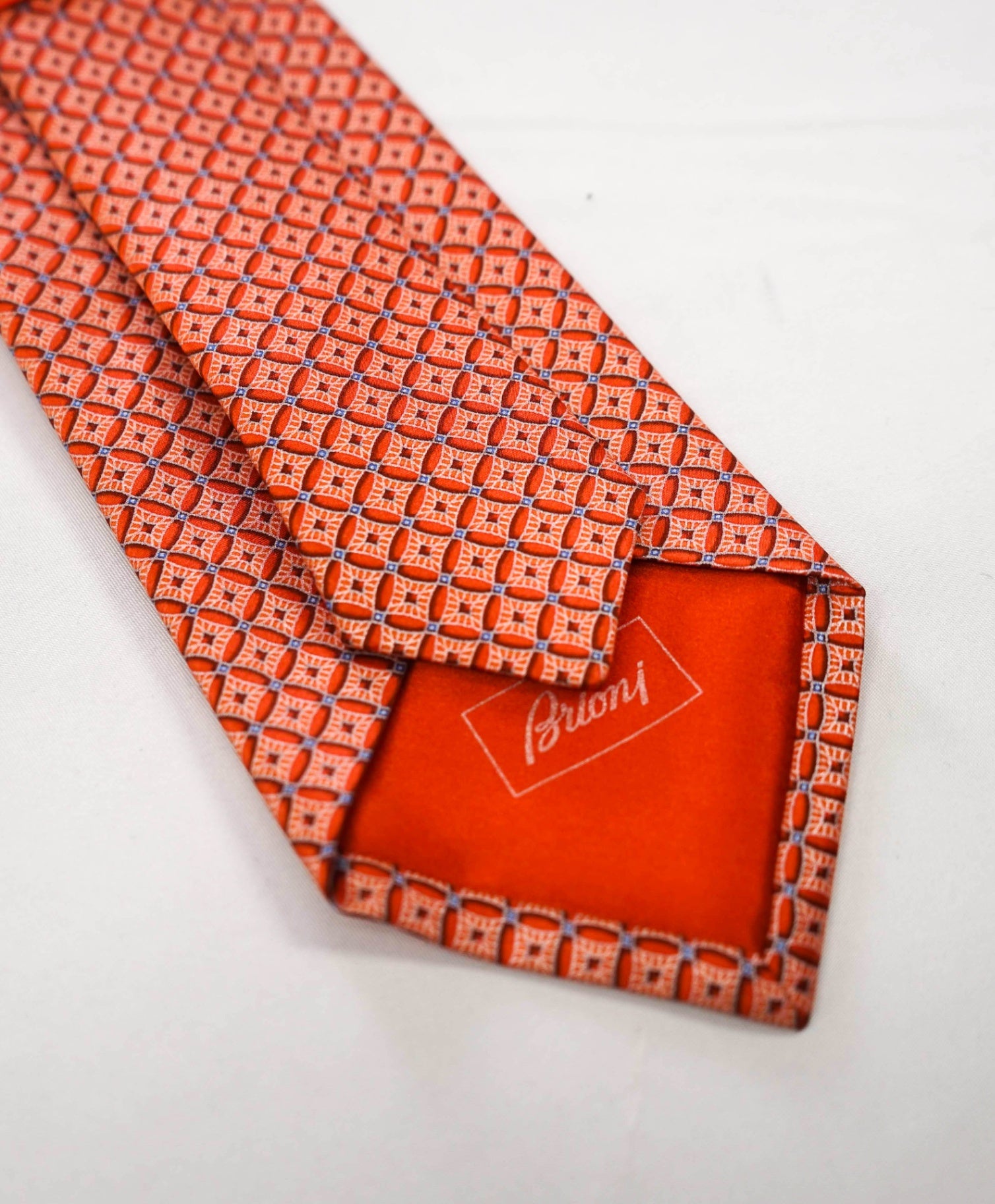 $295 BRIONI - Orange Geometric Diamond Silk 3.5" Tie