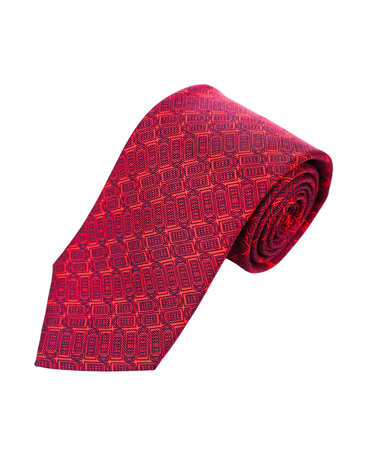 $315 TURNBULL & ASSER - Red/Blue Geometric Silk 3" Tie