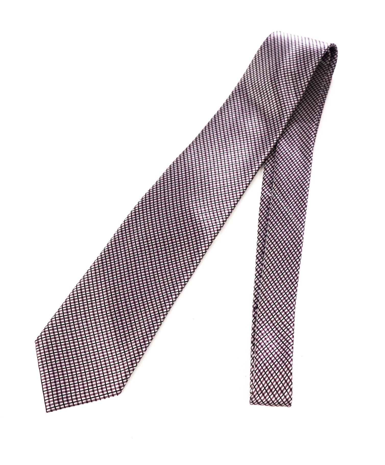 $350 STEFANO RICCI - Gray/Purple Geometric Silk 3.5" Tie