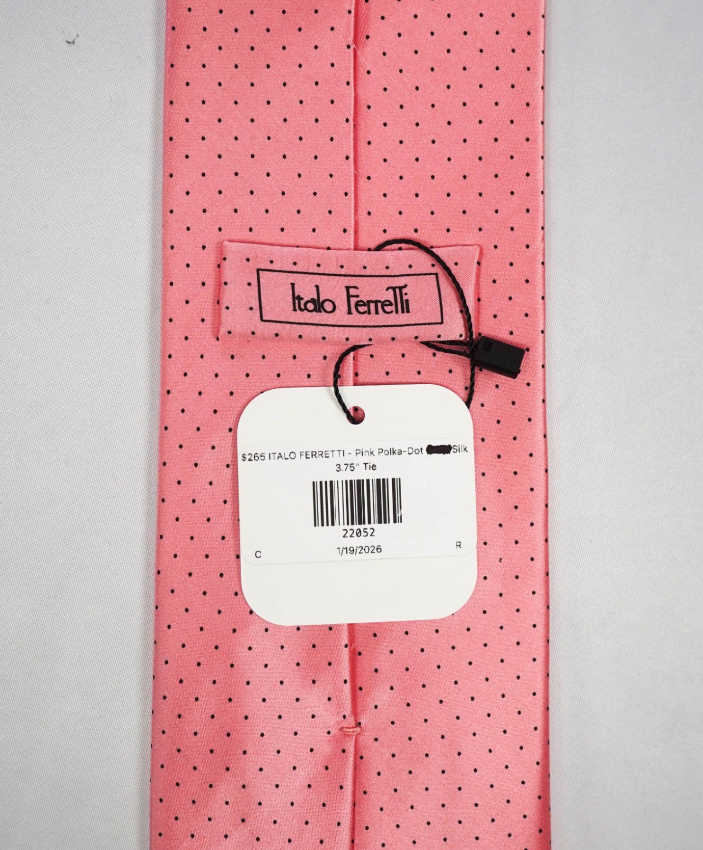 $265 ITALO FERRETTI - Pink Polka-Dot Printed Silk 3.75" Tie