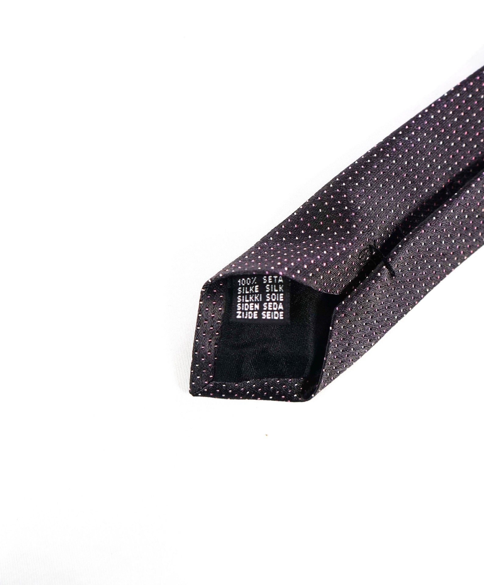 $150 PAVONE - Gray/Purple Polka-Dot Silk 3.25" Tie
