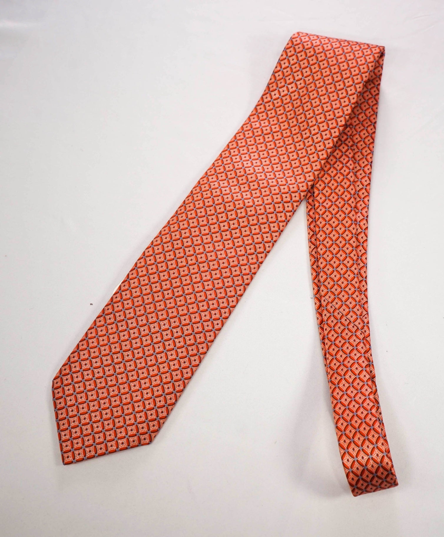 $295 BRIONI - Orange Geometric Diamond Silk 3.5" Tie