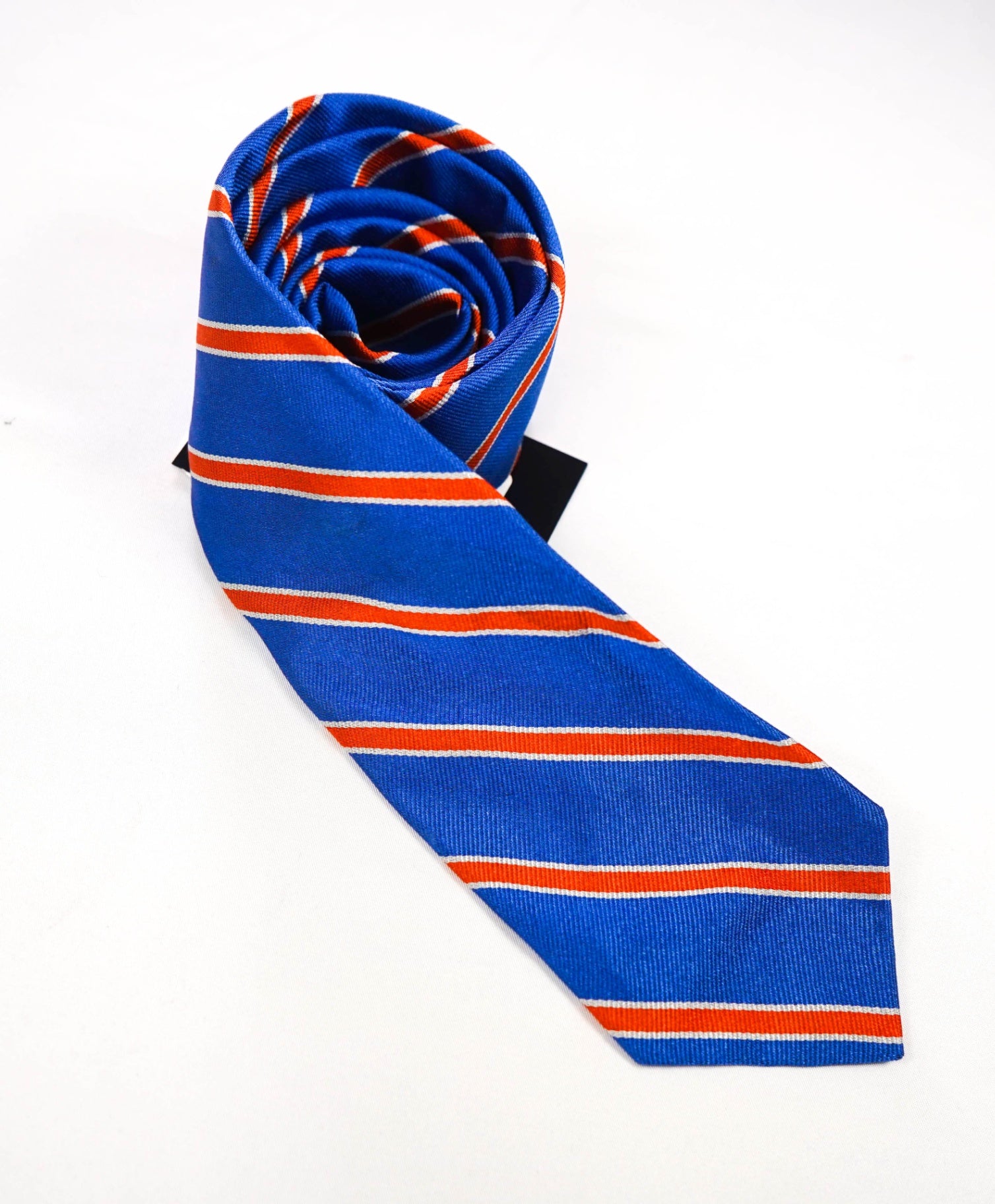 $125 POLO RALPH LAUREN - Blue/Orange Striped Silk Preppy - 3" Tie