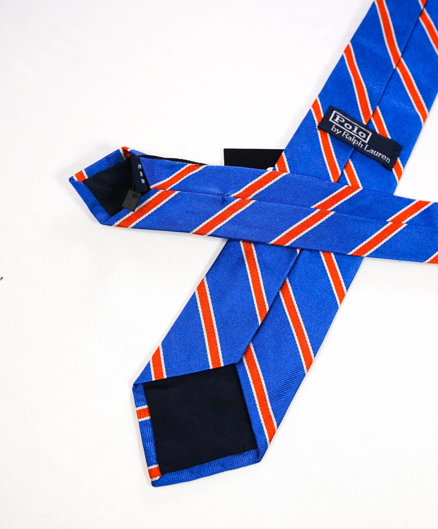 $125 POLO RALPH LAUREN - Blue/Orange Striped Silk Preppy - 3" Tie