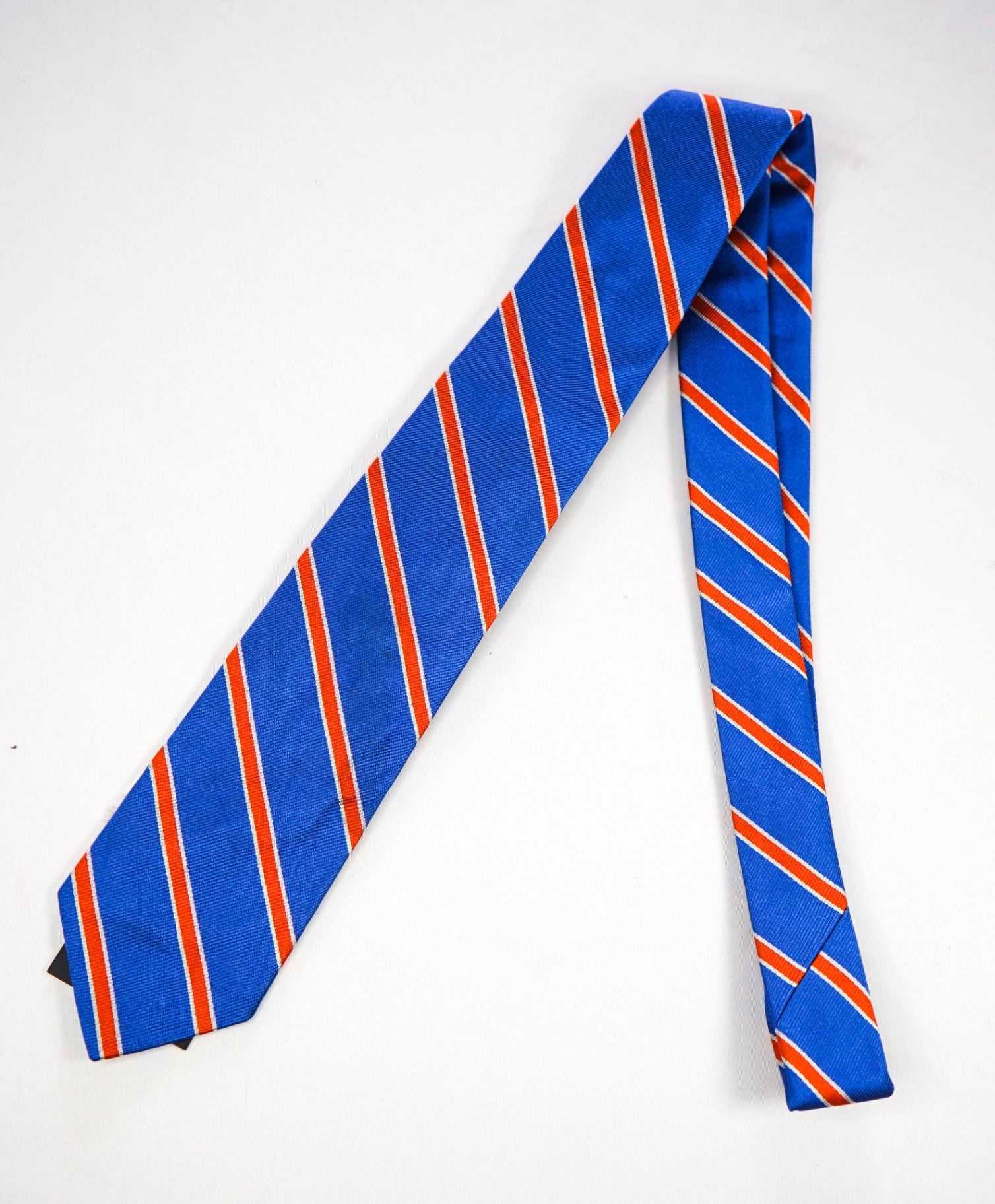 $125 POLO RALPH LAUREN - Blue/Orange Striped Silk Preppy - 3" Tie