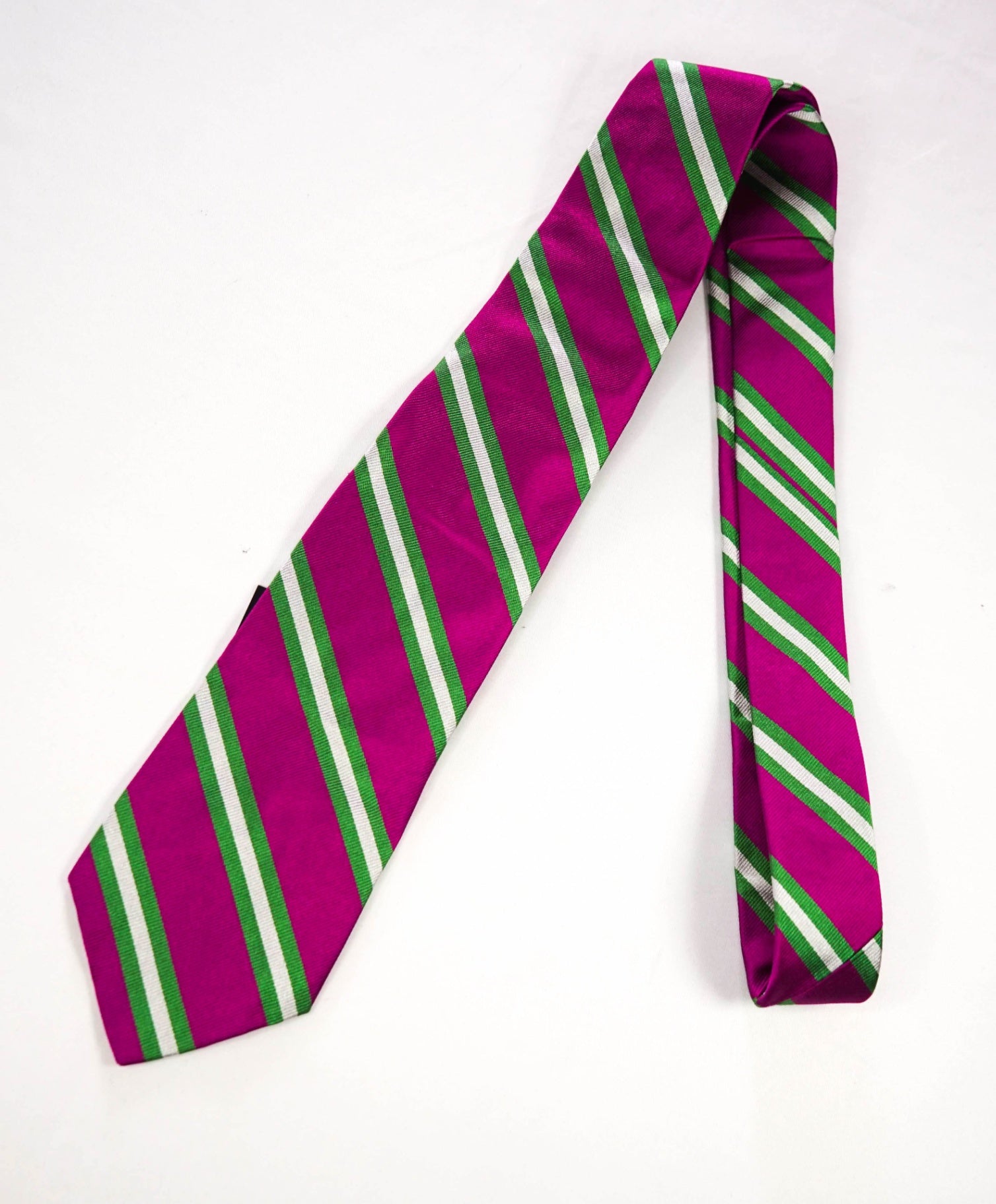 $125 POLO RALPH LAUREN - Purple/Green Stripe Silk Preppy - 3.5" Tie