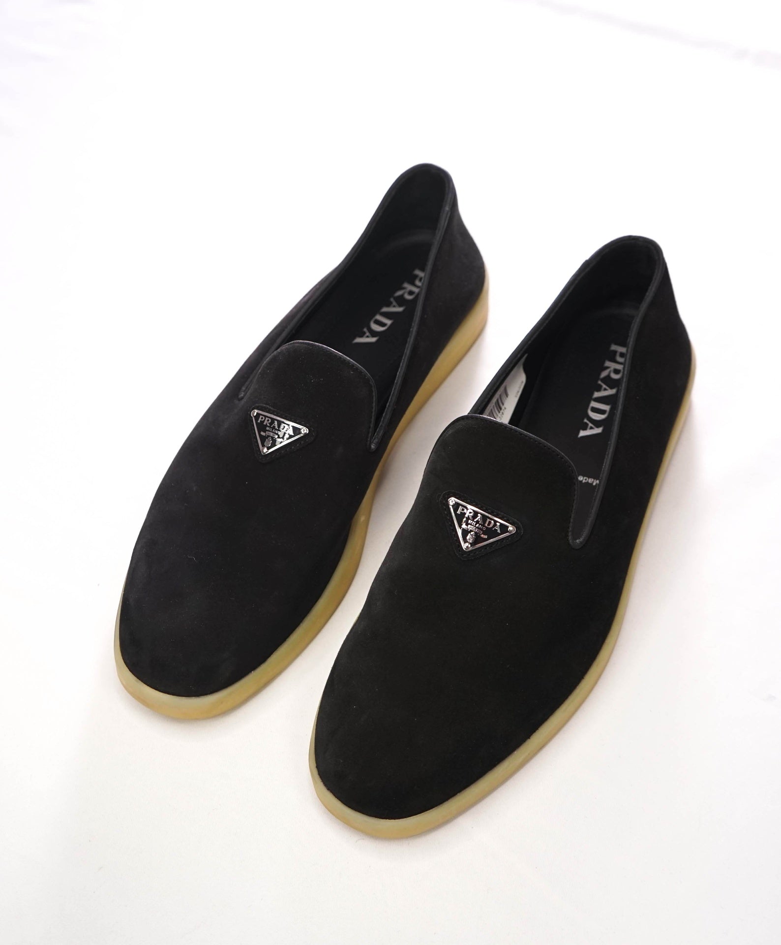 $1,150 PRADA - Black Suede Espadrille LOGO Loafers - US 9 (8UK)