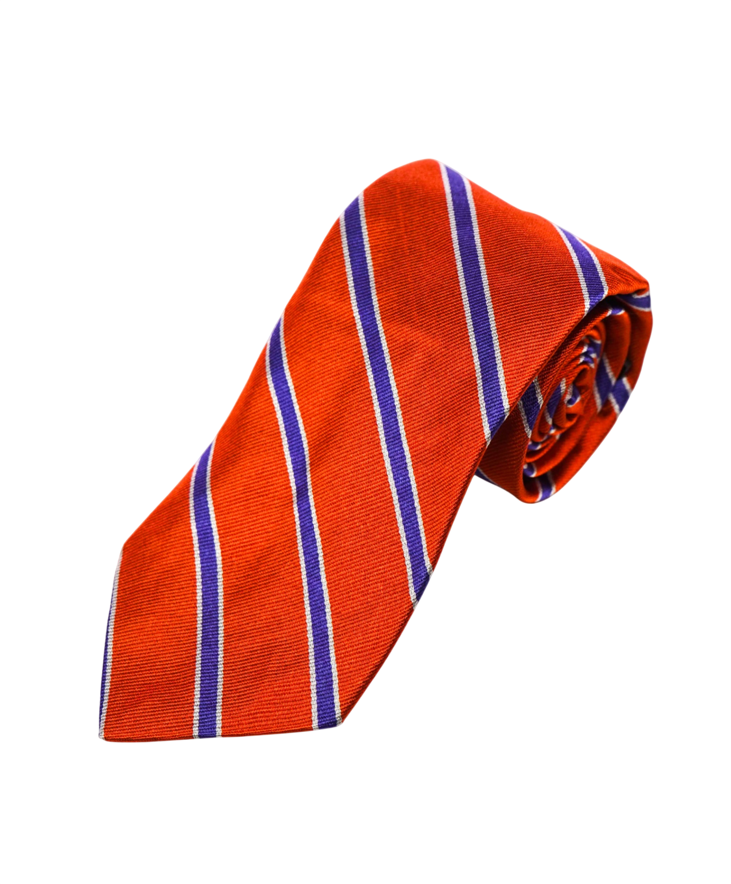 $125 POLO RALPH LAUREN - Orange/Blue Striped Silk Preppy - 3.5" Tie