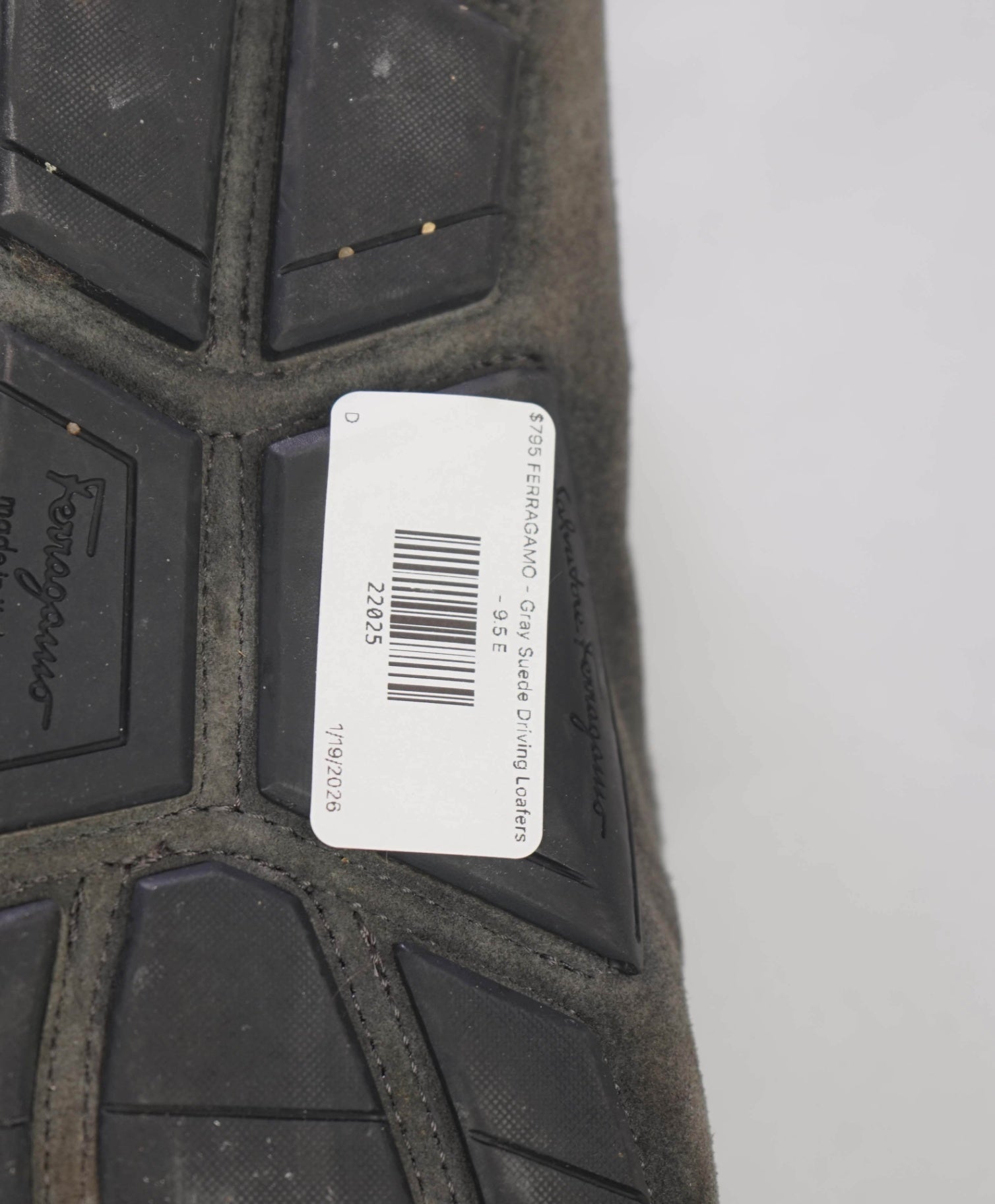 $795 FERRAGAMO - Gray Suede Driving Loafers - 9.5 E