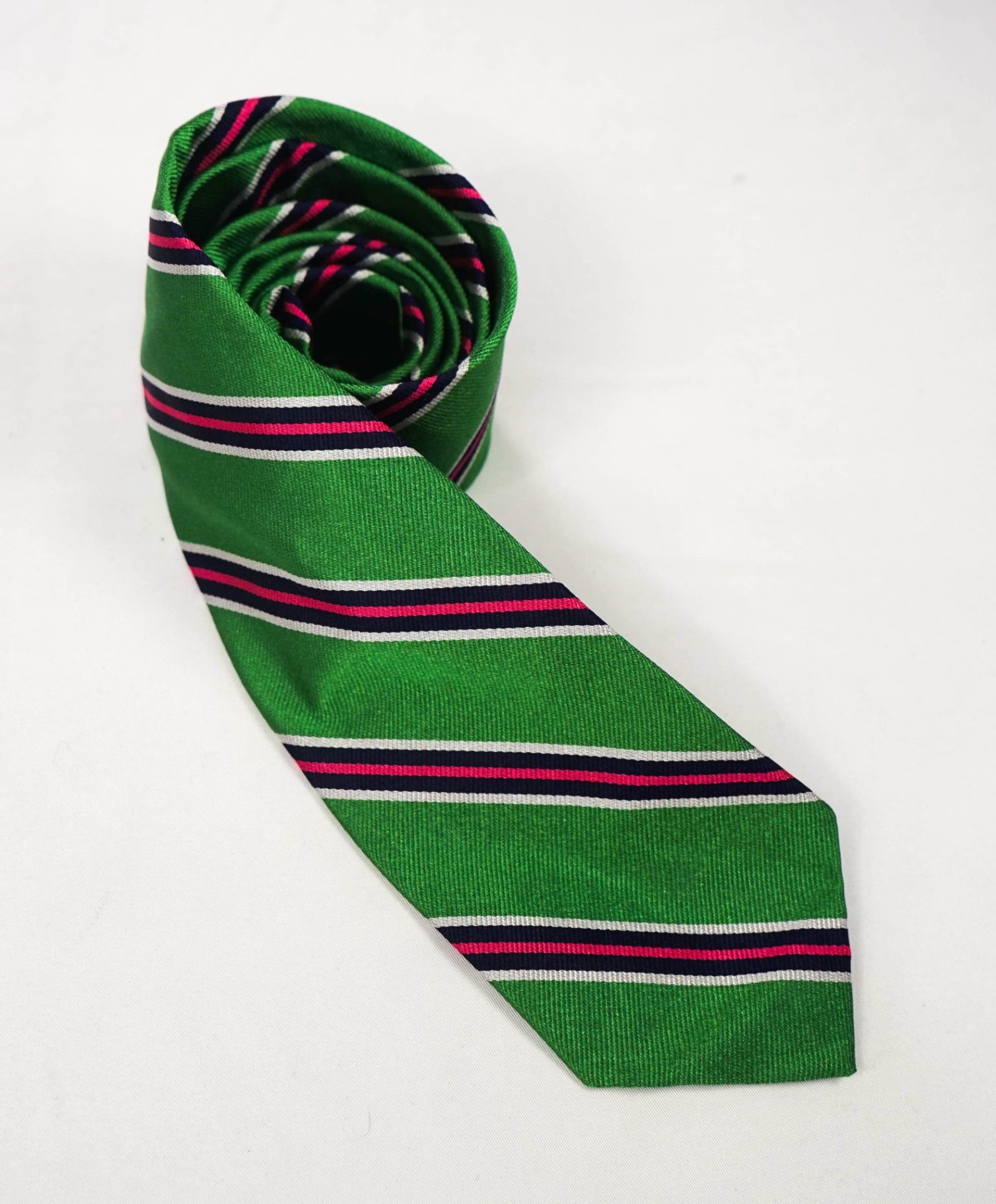 $125 POLO RALPH LAUREN - Green Multi Striped Silk Preppy - 3" Tie