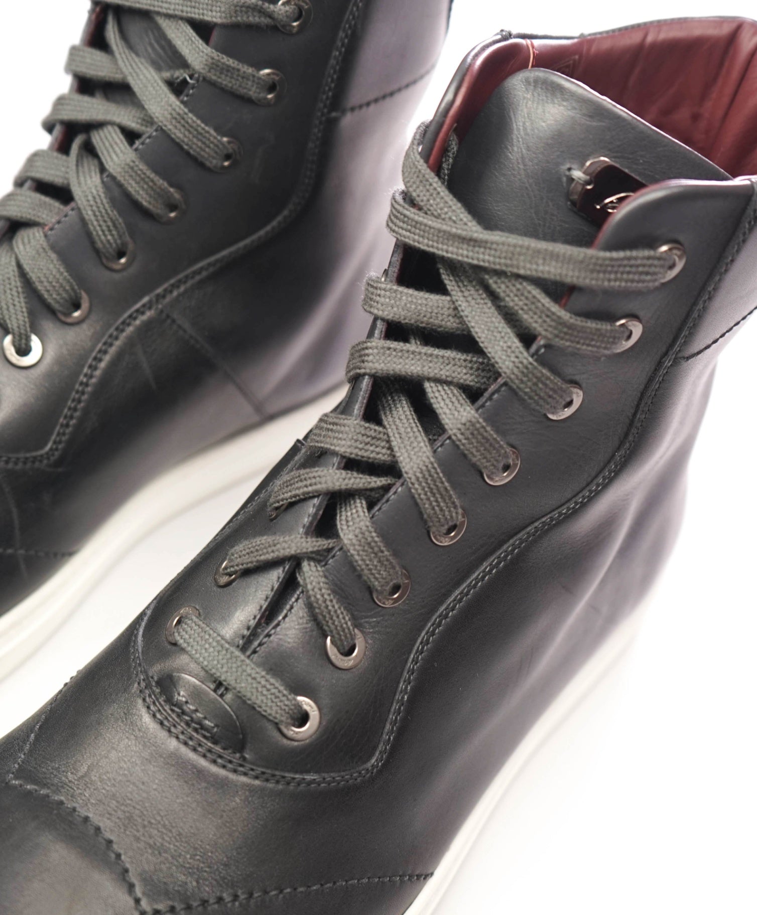 $1,200 BRIONI - Gray Leather Lace up Sneakers - US 12.5 (11.5UK)