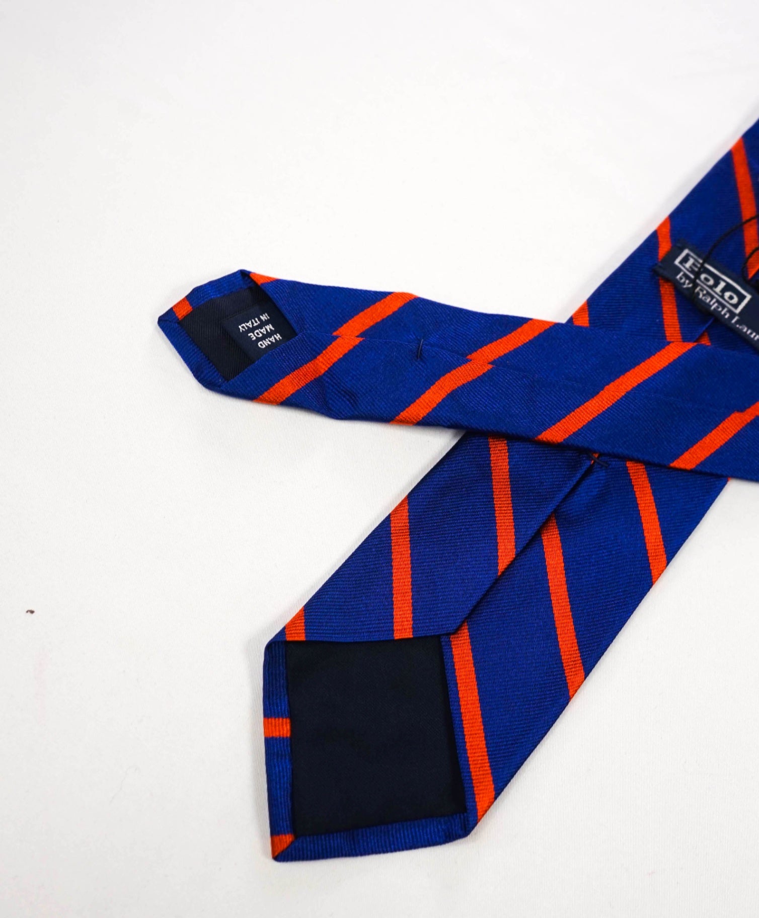 $125 POLO RALPH LAUREN - Blue/Orange Striped Silk Preppy - 3" Tie