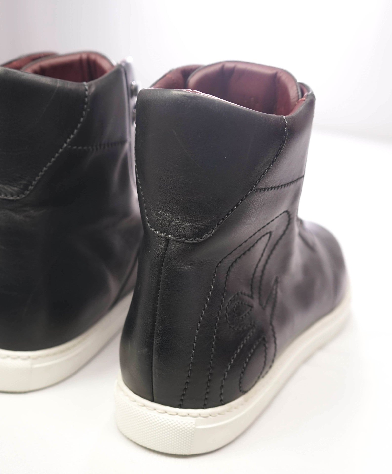 $1,200 BRIONI - Gray Leather Lace up Sneakers - US 12.5 (11.5UK)