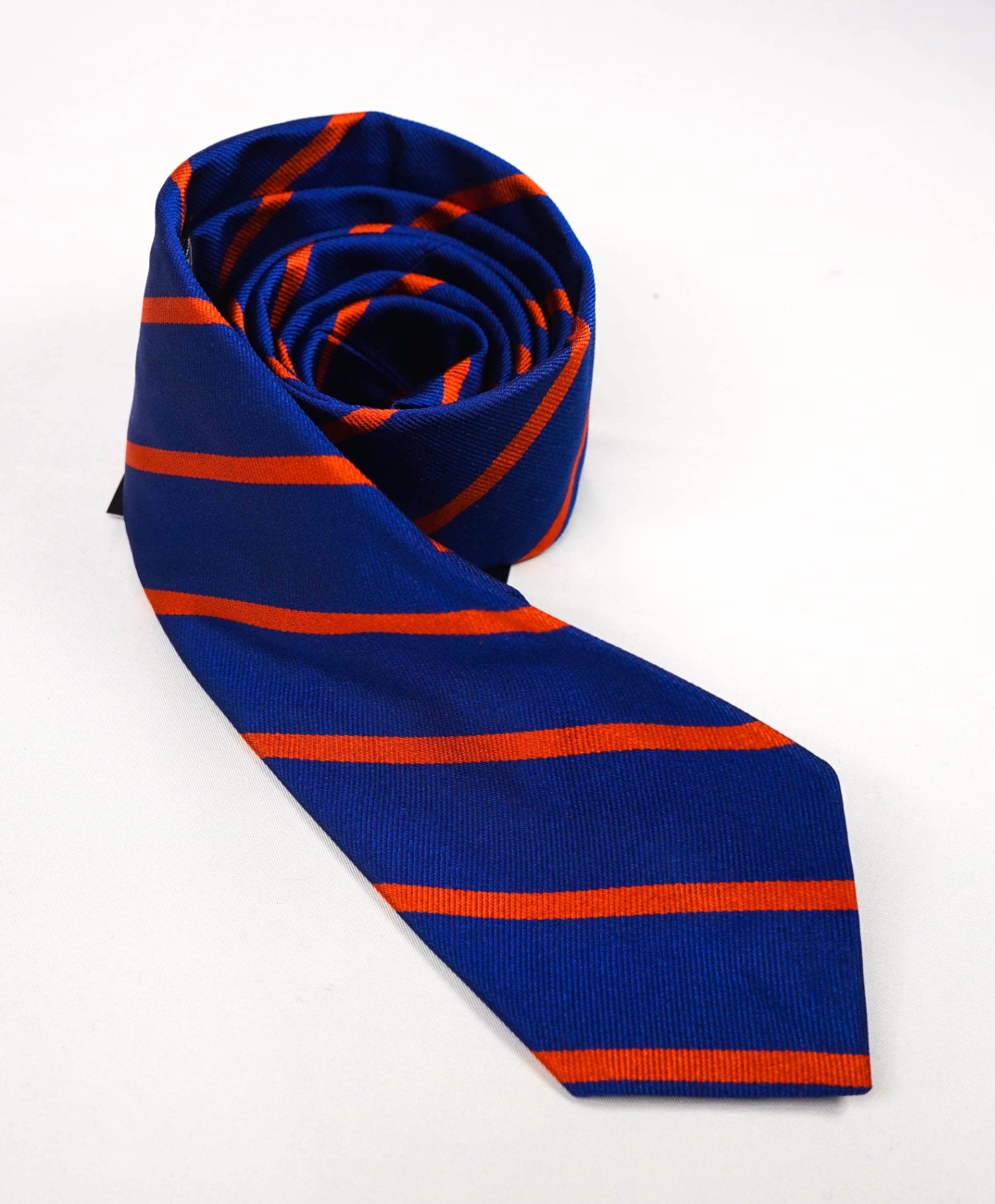 $125 POLO RALPH LAUREN - Blue/Orange Striped Silk Preppy - 3" Tie
