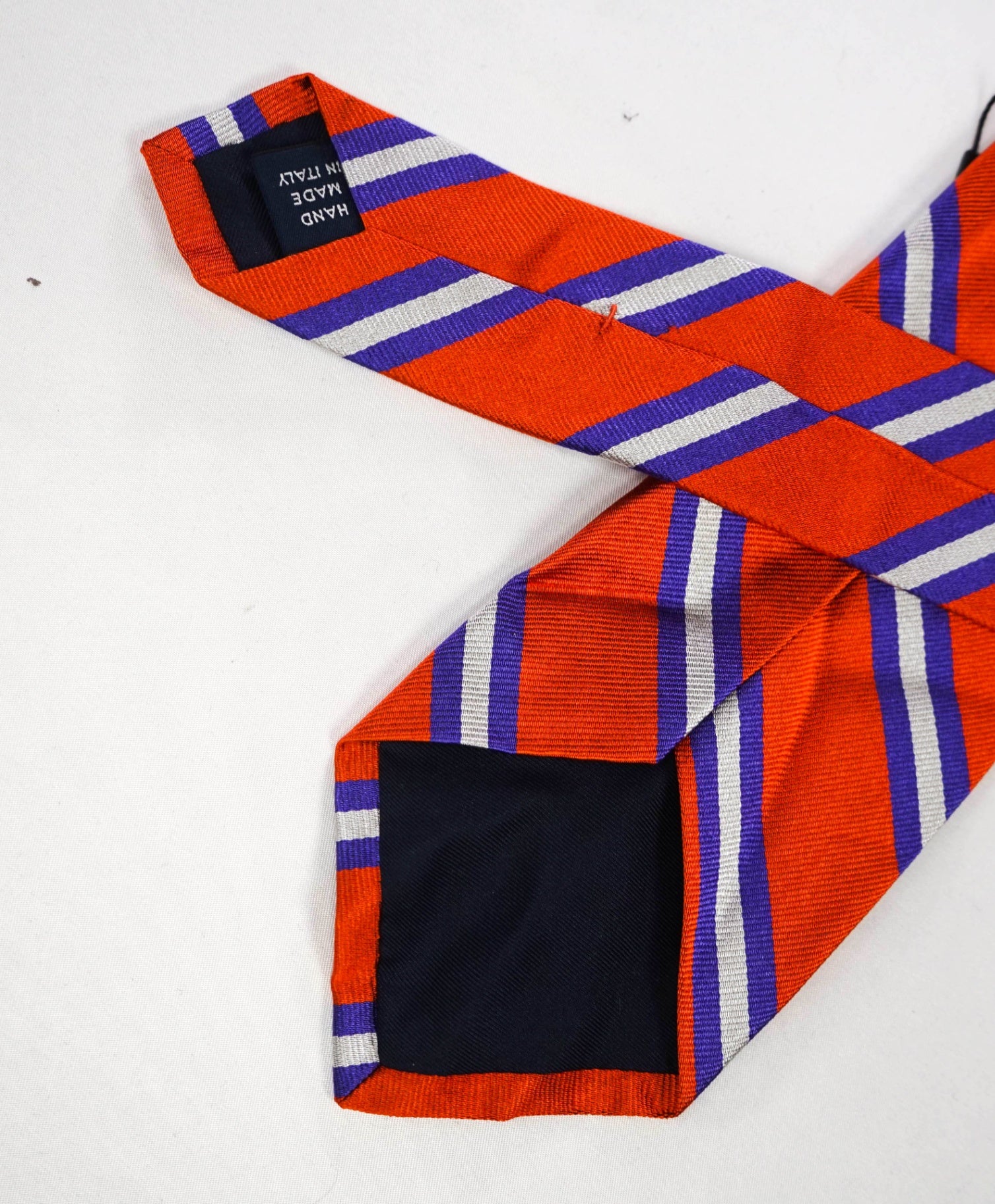 $125 POLO RALPH LAUREN - Orange/Blue Striped Silk Preppy - 3.5" Tie
