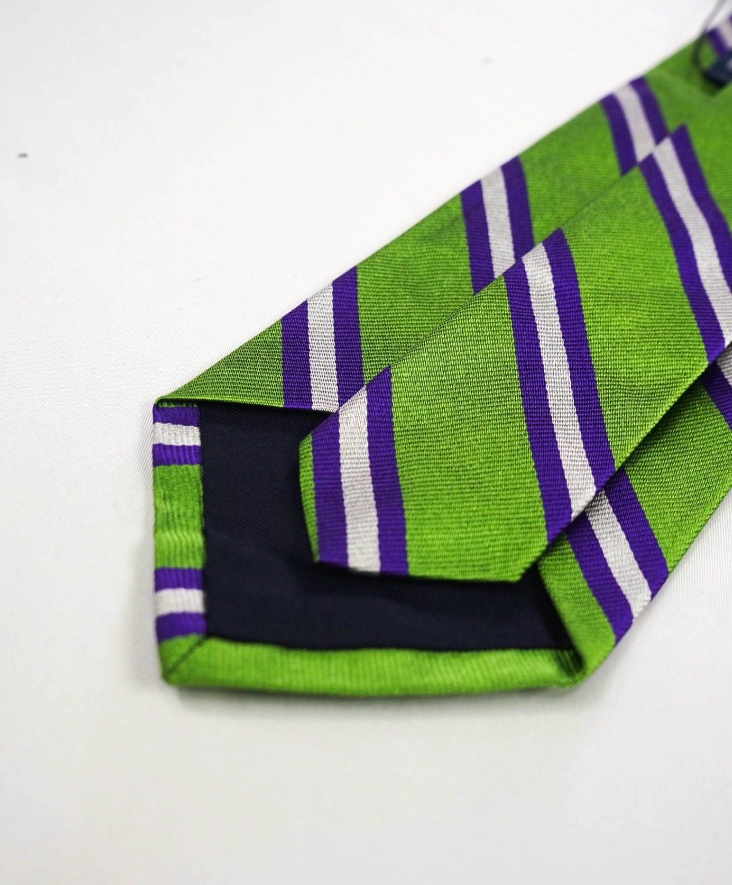 $125 POLO RALPH LAUREN - Green/Purple Striped Silk Preppy - 3.5" Tie