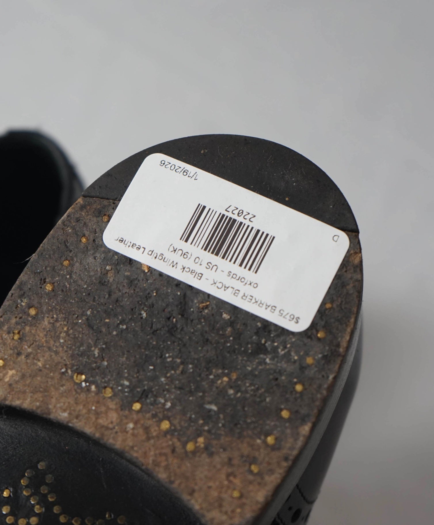 $675 BARKER BLACK - Black Wingtip Leather oxfords - US 10 (9UK)