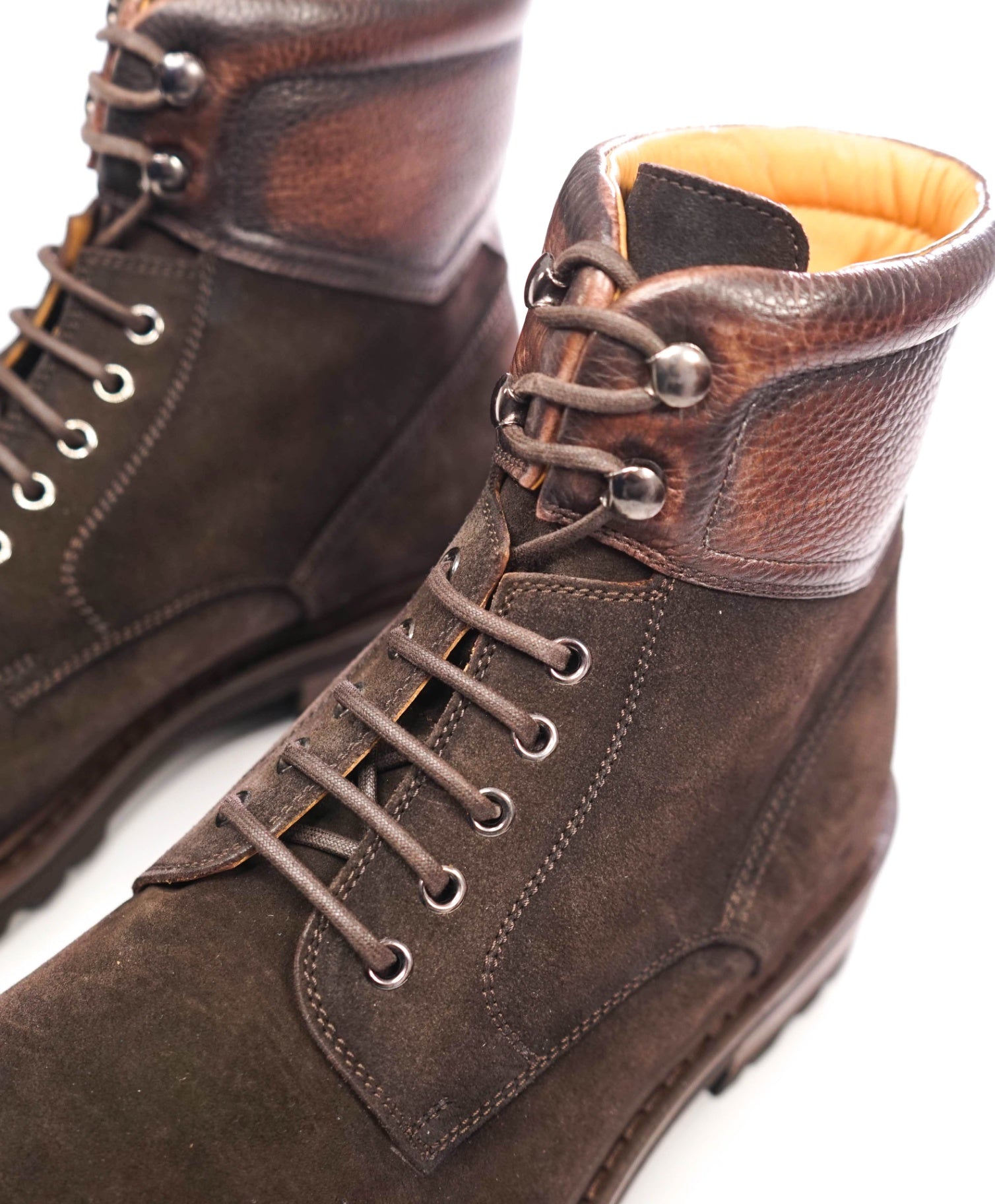 $575 MAGNANNI - Brown Suede/Leather Combat Boots - 11 M