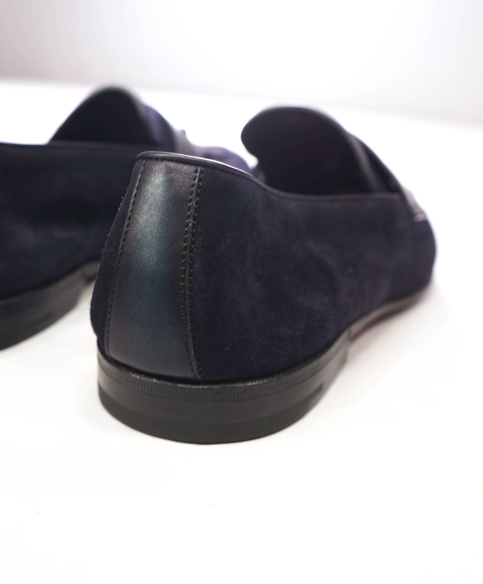 $960 ZEGNA - Navy Blue Suede/Leather L'Asola Loafers- US 9.5 (UK8.5)