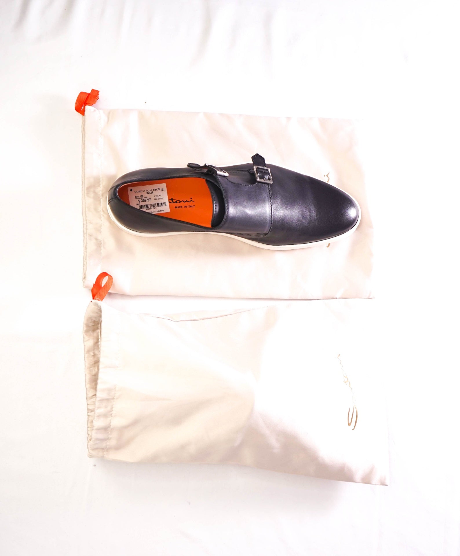 $850 SANTONI - Gray Leather Monk Loafers Sneakers - US 10 (9UK)