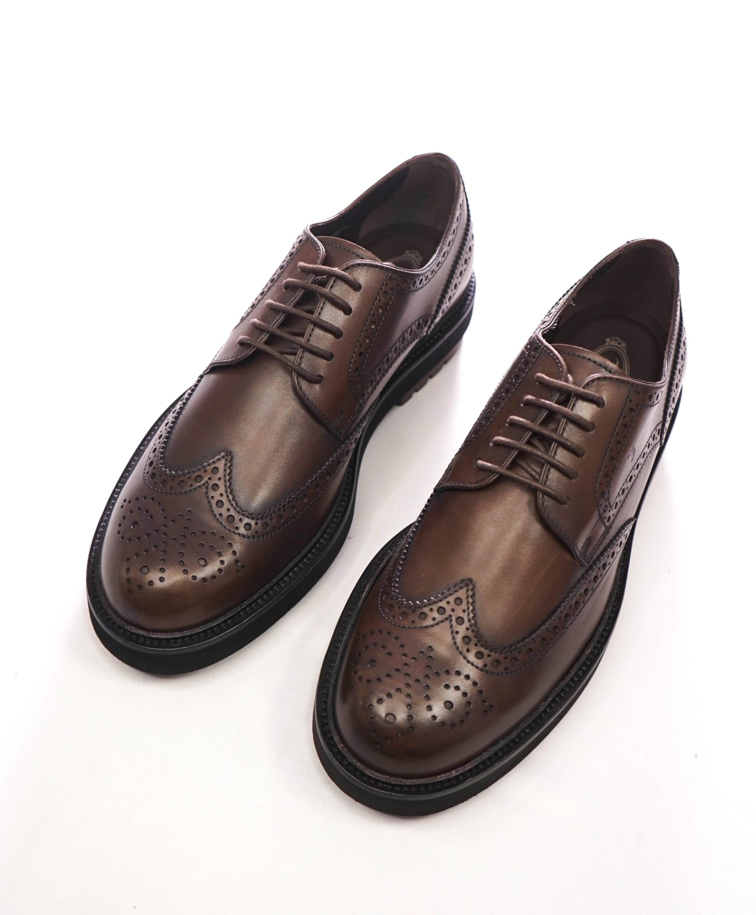 $775 TOD'S - Brown Leather Lug Sole Derby - US 8 (7UK)