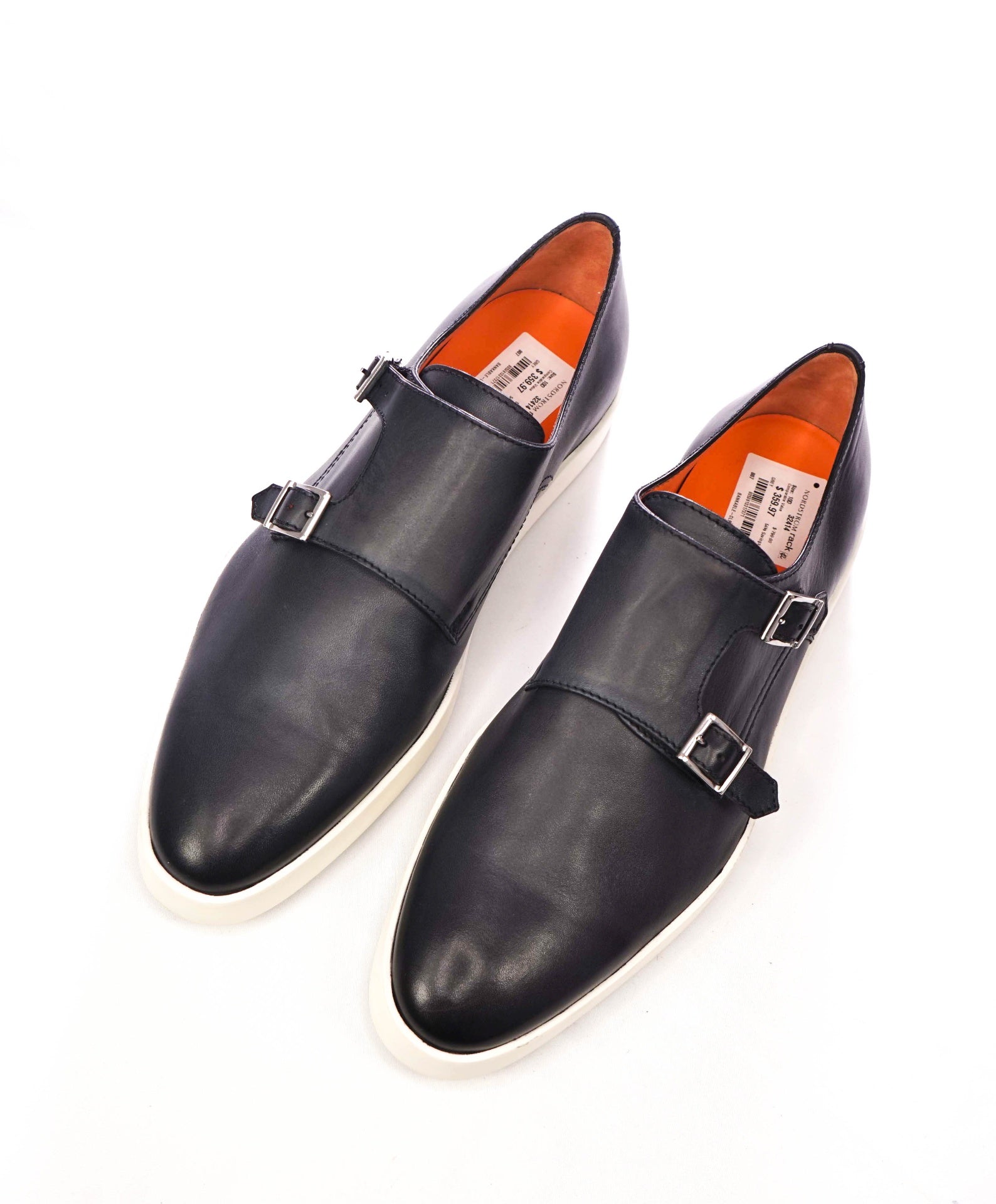 $850 SANTONI - Gray Leather Monk Loafers Sneakers - US 10 (9UK)