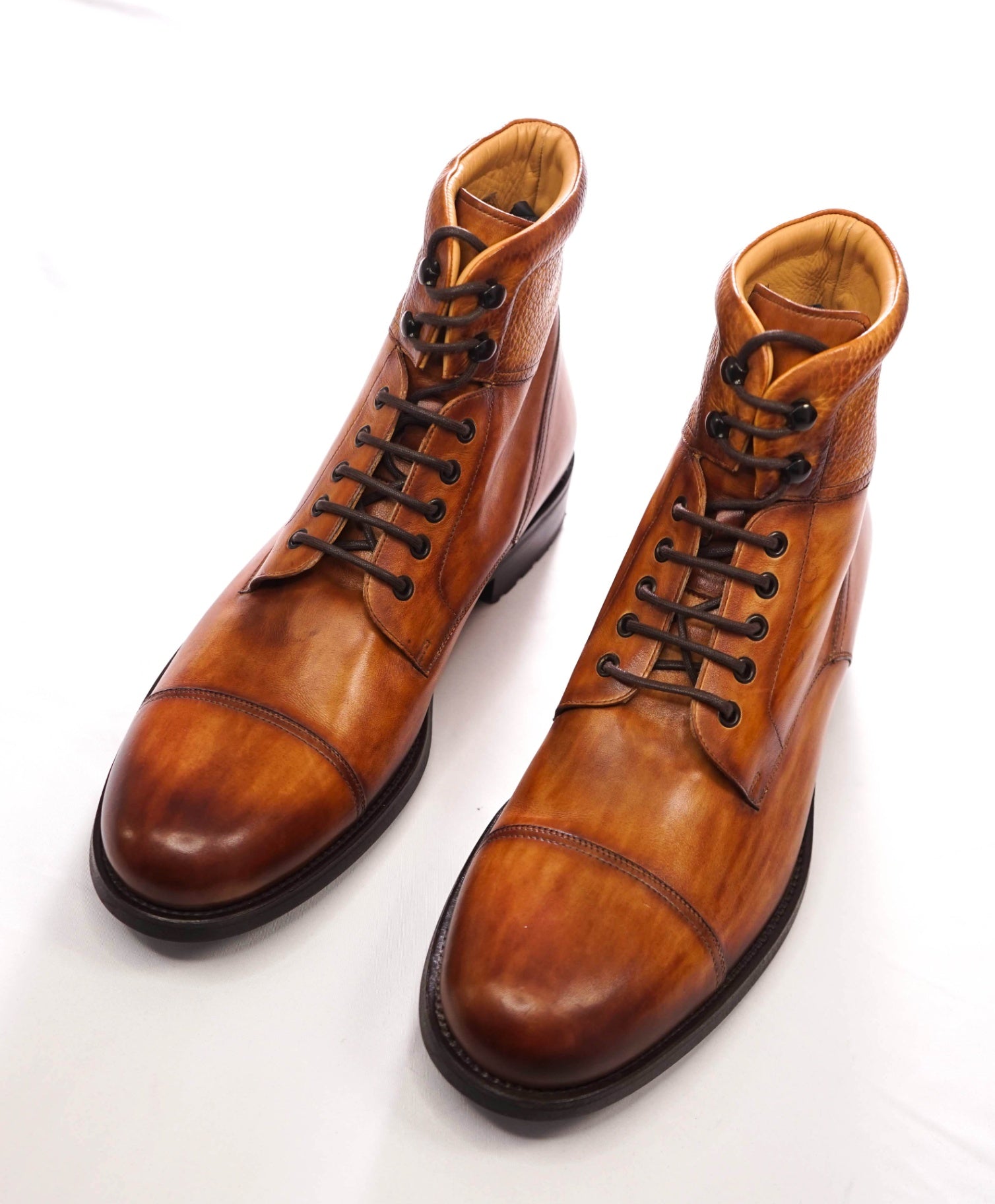$575 MAGNANNI - Brown Patina Leather "Marcelo" Boots - 12 M