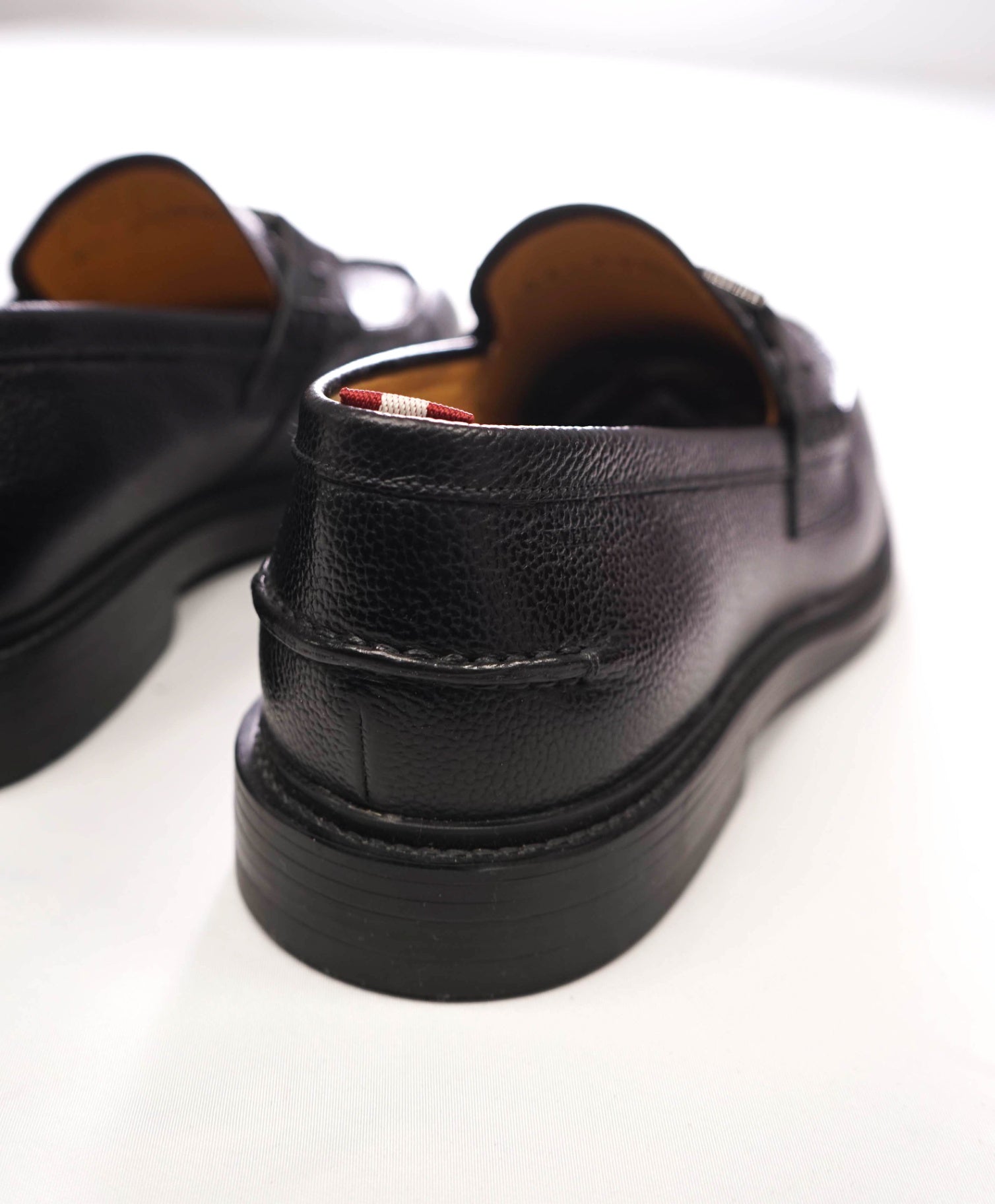 $995 BALLY - Black Pebble Leather Loafers - US 7.5 (6.5UK)