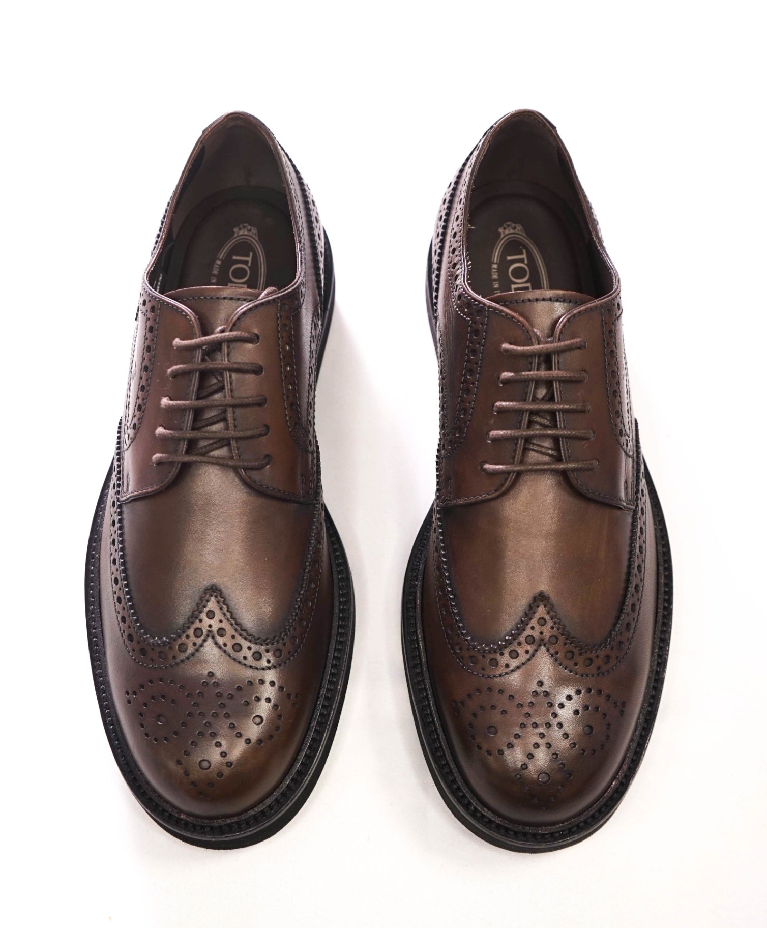 $775 TOD'S - Brown Leather Lug Sole Derby - US 8 (7UK)