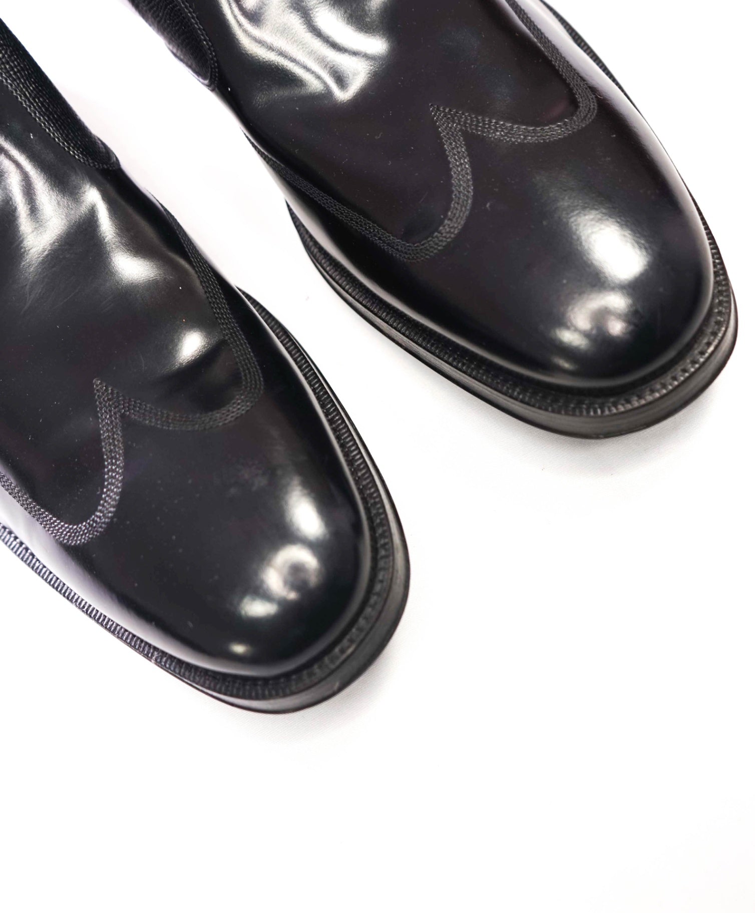 $1,590 FERRAGAMO - Black Leather "LAVORAZIONE" Chelsea Boots - 13 D