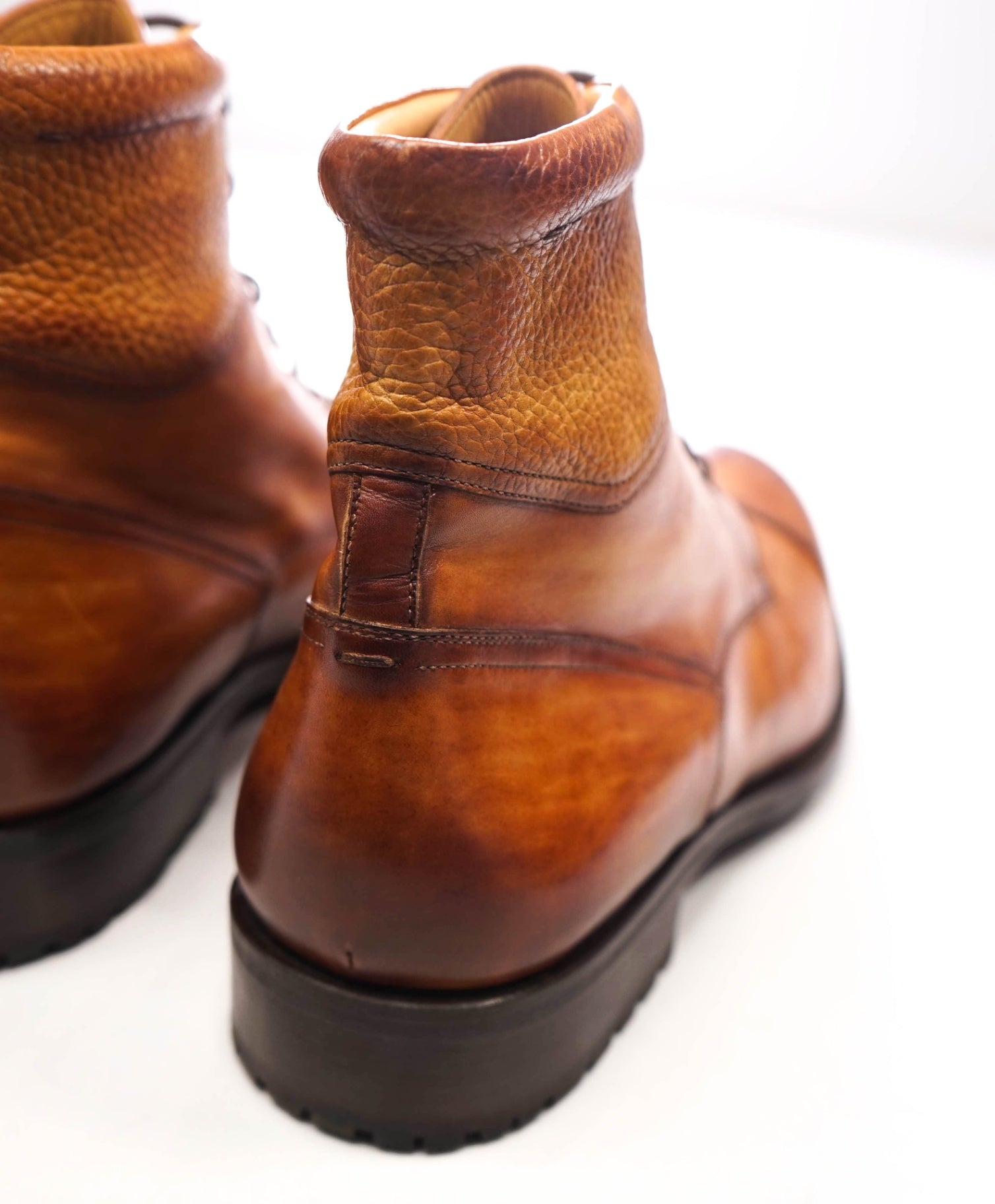 $575 MAGNANNI - Brown Patina Leather "Marcelo" Boots - 12 M