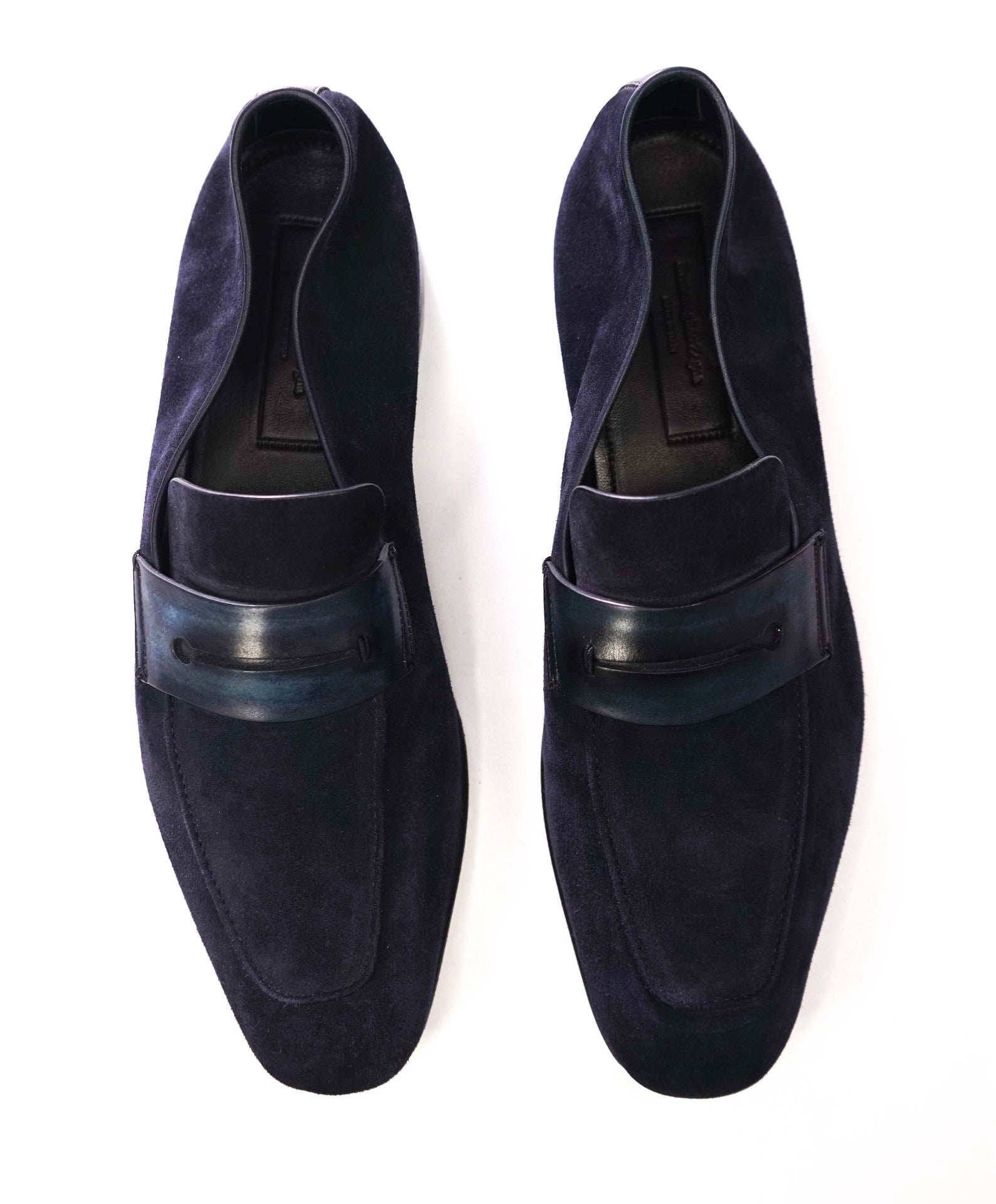 $960 ZEGNA - Navy Blue Suede/Leather L'Asola Loafers- US 9.5 (UK8.5)