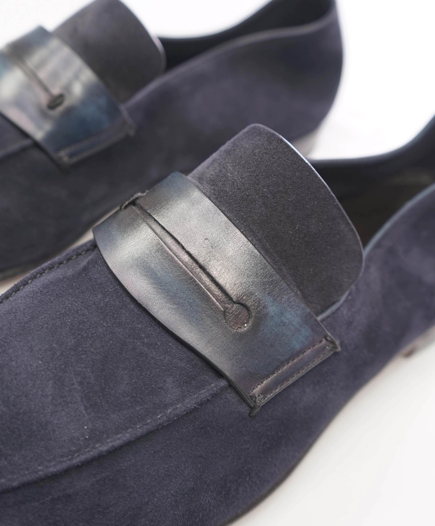 $960 ZEGNA - Navy Blue Suede/Leather L'Asola Loafers- US 9.5 (UK8.5)