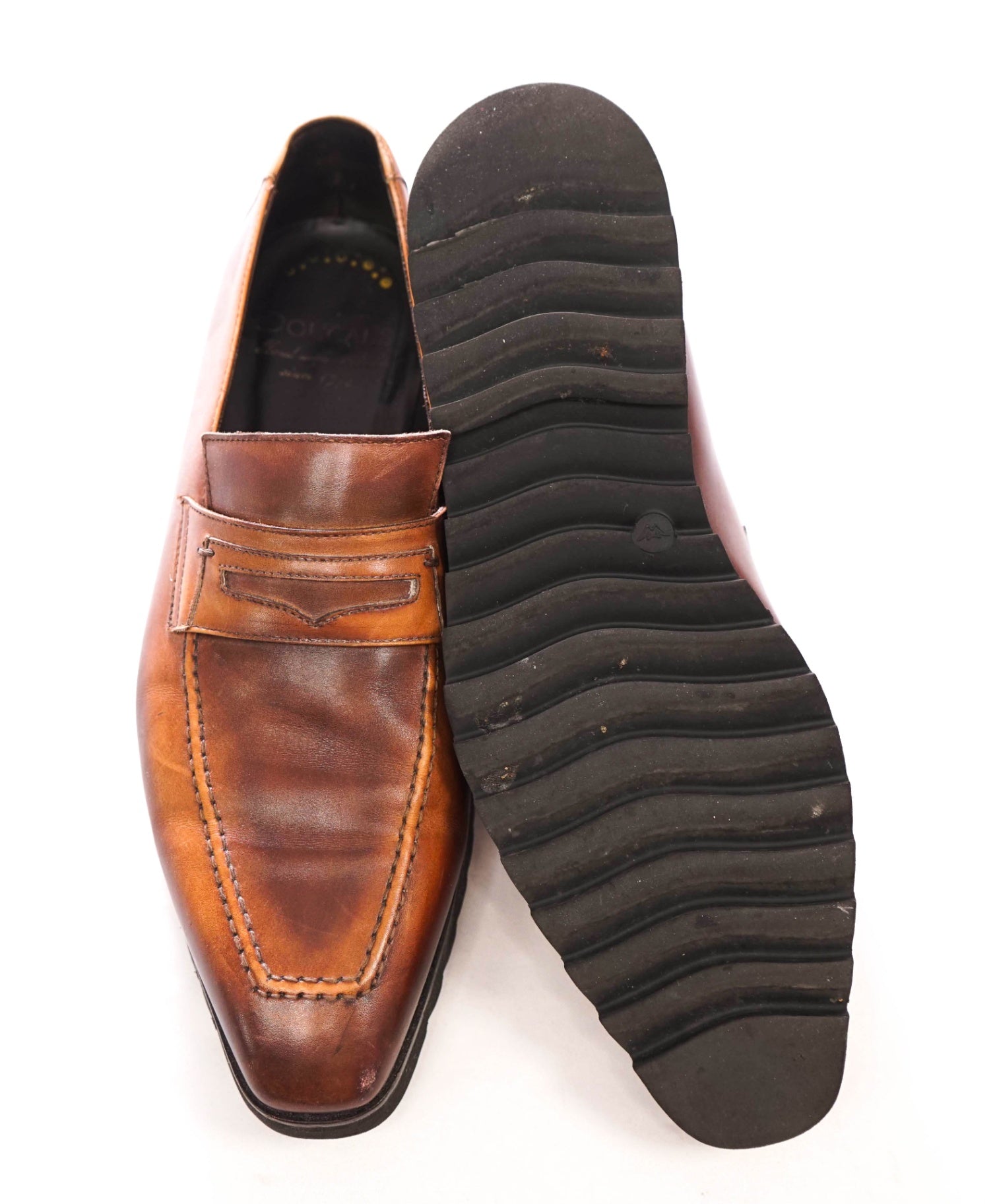 $730 DOUCAL'S - "Berluti Style" Brown Leather Lug Sole Loafers - US 9 (42EU)