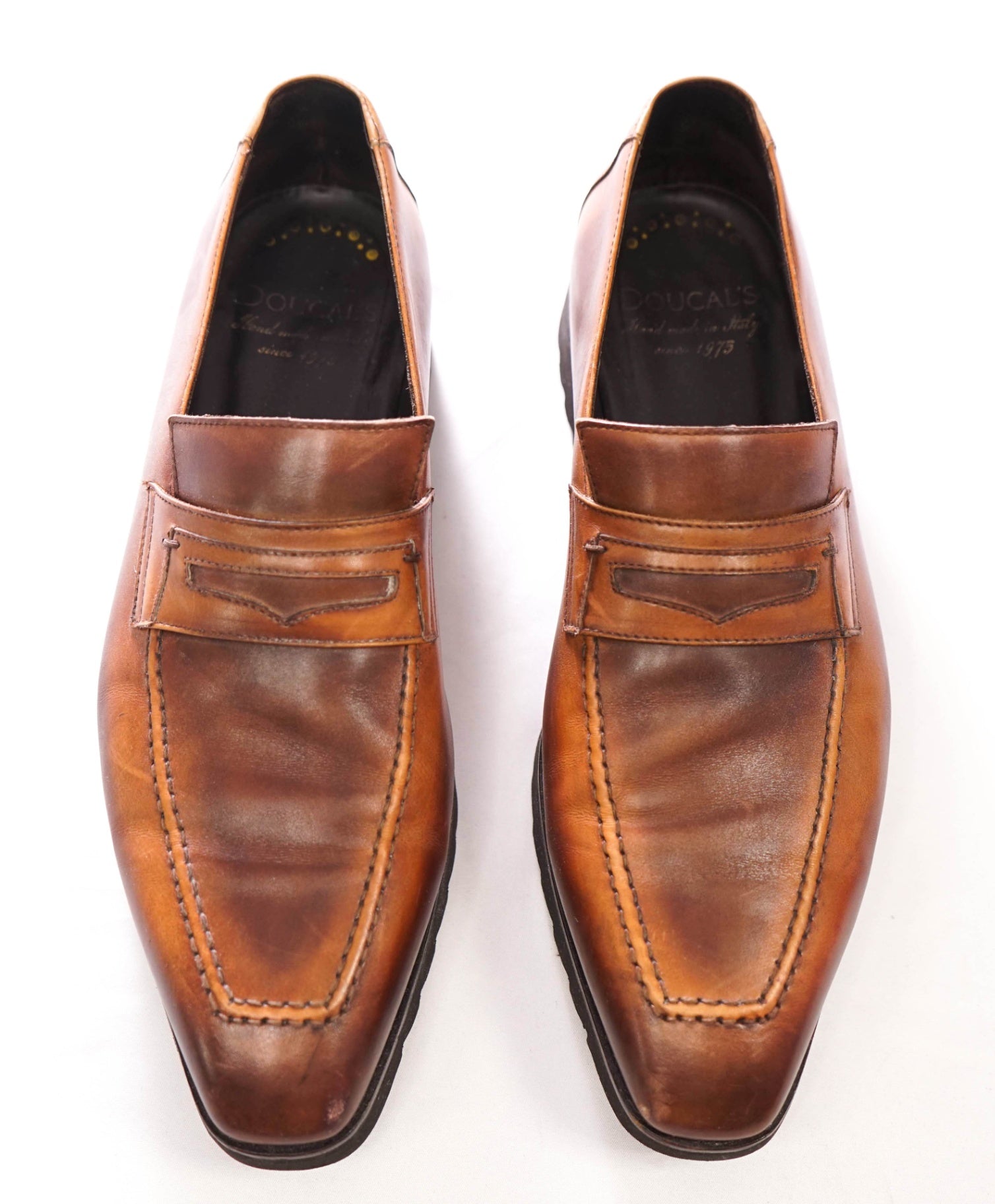 $730 DOUCAL'S - "Berluti Style" Brown Leather Lug Sole Loafers - US 9 (42EU)