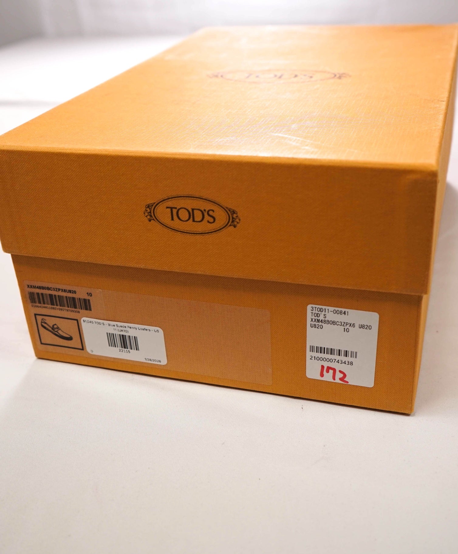 $1,045 TOD'S - Blue Suede Penny Loafers - US 11 (UK10)