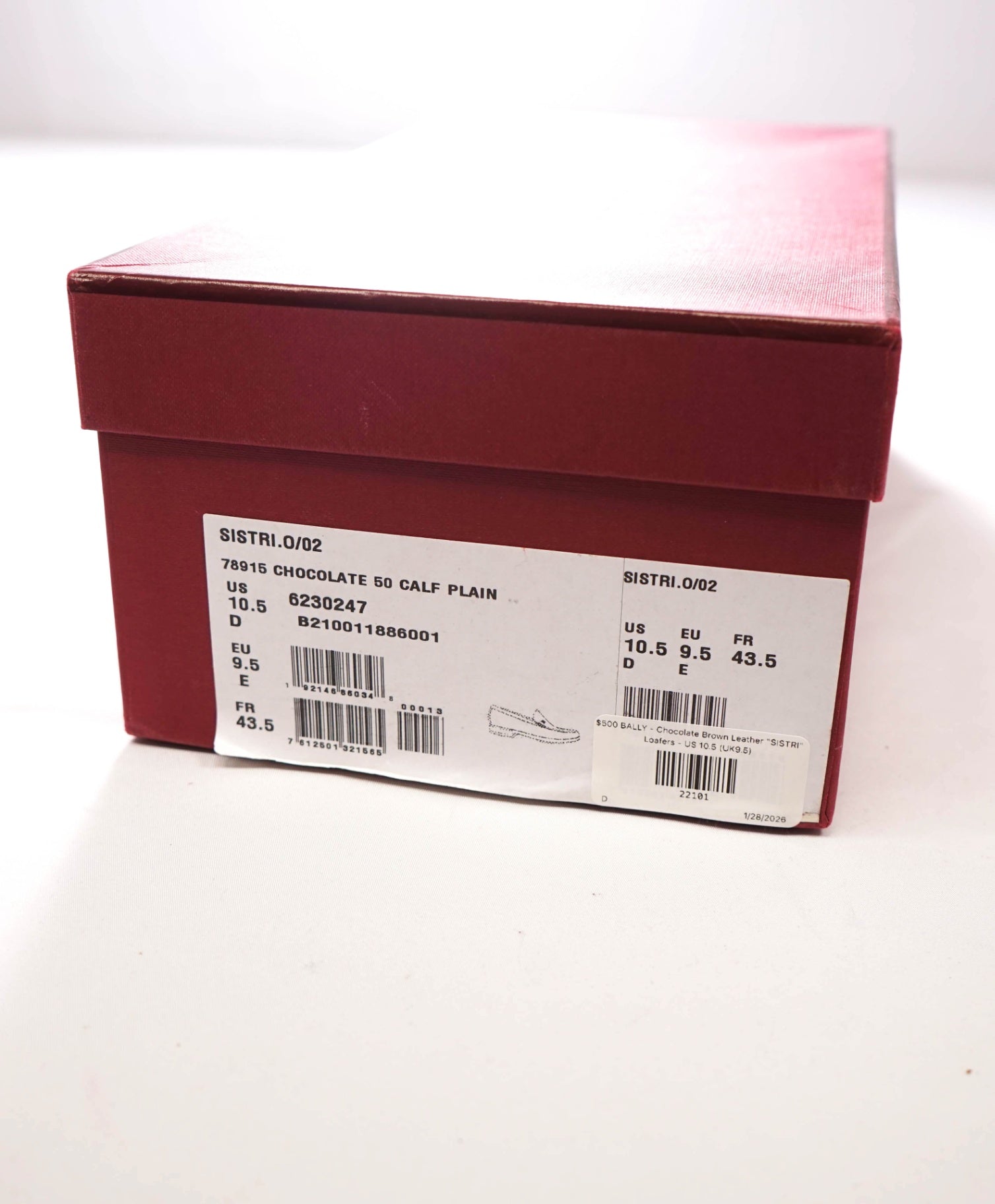 $600 BALLY - Chocolate Brown Leather "SISTRI" Loafers - US 10.5 (UK9.5)